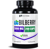 Gélules HealthFare Bilberry dans une bouteille, soutien potentiel à la santé oculaire au quotidien.