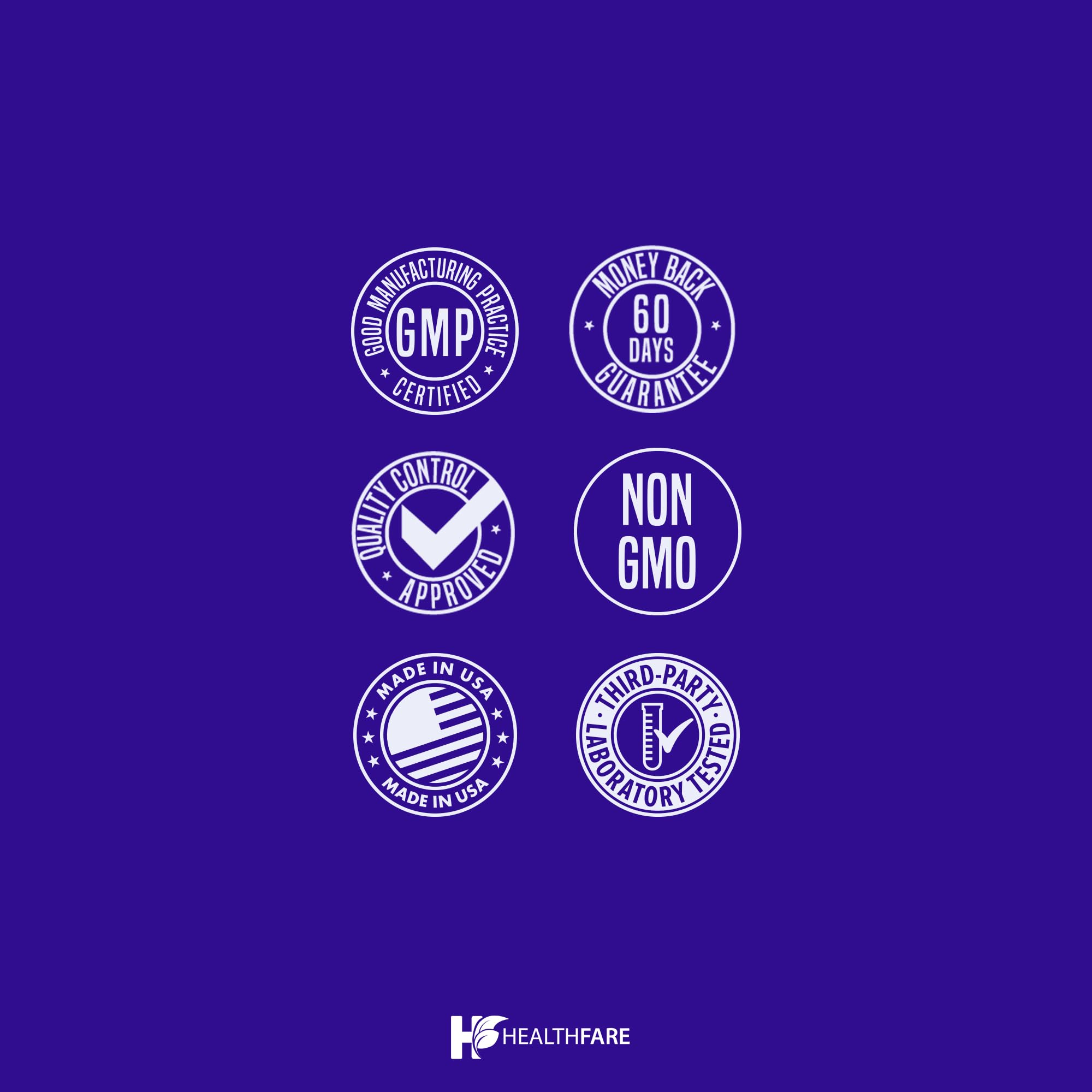 Logo HealthFare sur l’emballage USA, garantie qualité et origine fiable.