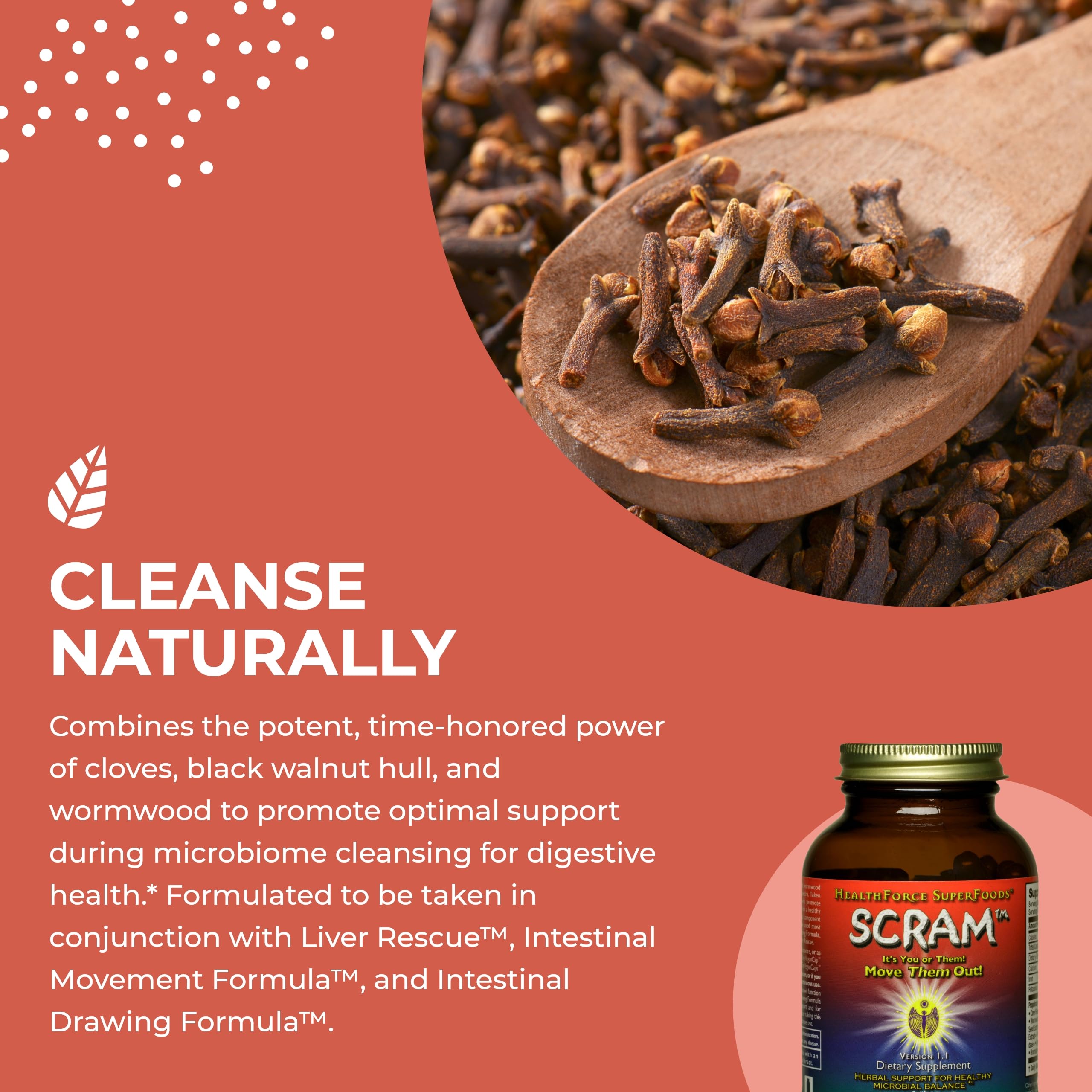 HEALTHFORCE SCRAM melange-herbes-extraits: melange d extraits vegetaux pour le bien etre digestif