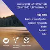 Étiquette HEALTHFORCE SUPERFOODS, certification végane et sans gluten.