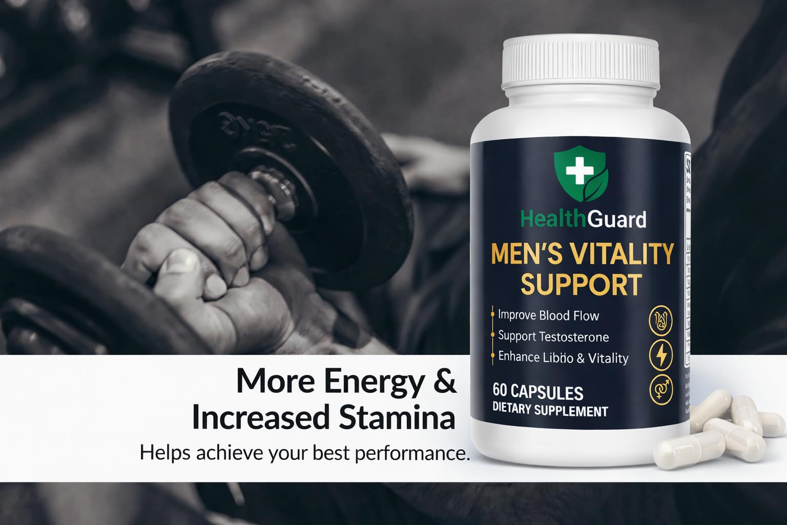 HealthGuard ingrédients maca ashwagandha zinc pour soutien quotidien et vitalité naturelle