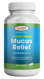 HealthLife Mucus Relief caplets 400 mg en bouteille, confort respiratoire potentiel.