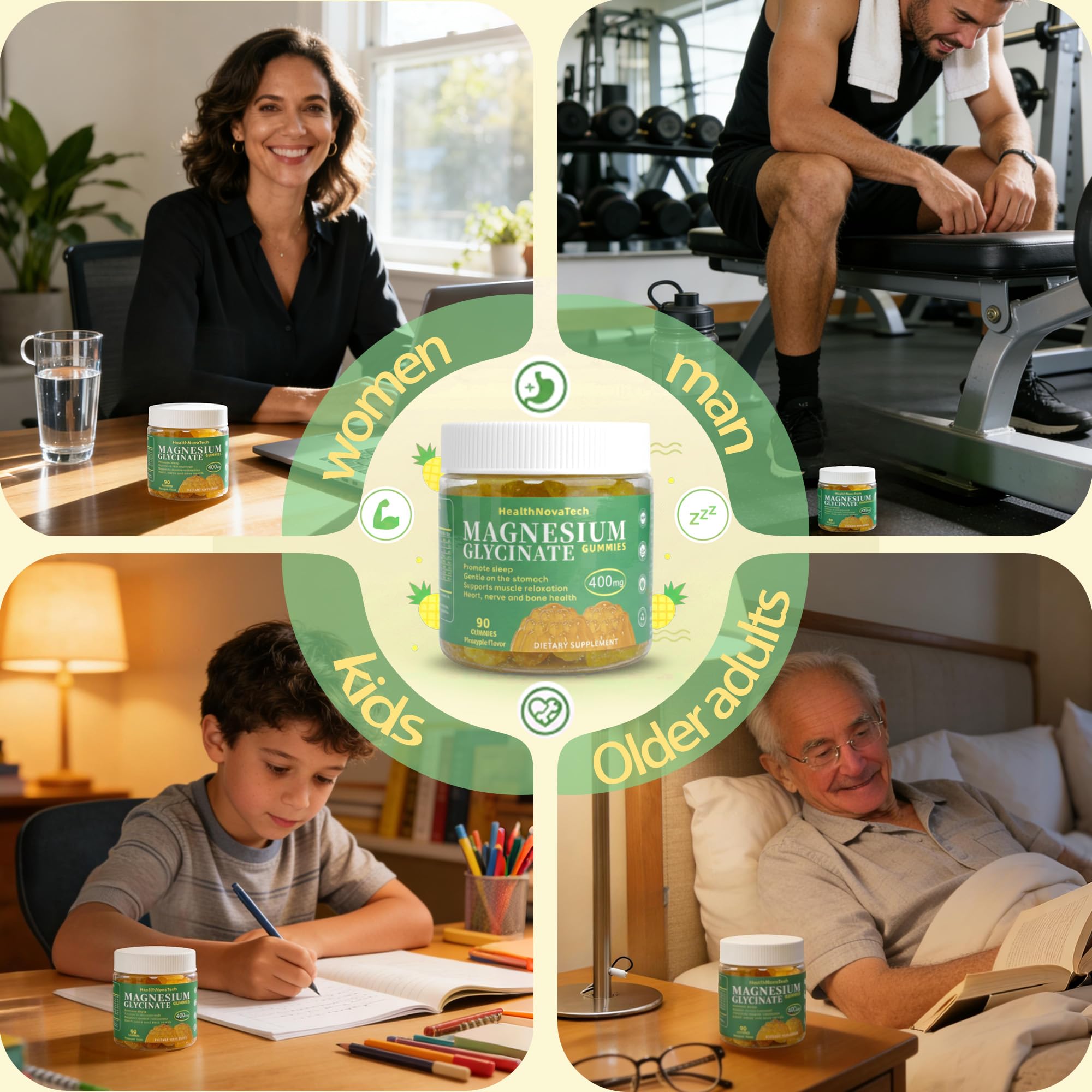 HealthNovaTech glycinate doux pour l'estomac et le confort digestif.