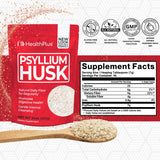 Health Plus cuillère-doseuse psyllium, dosage pratique pour démarrer la journée.