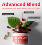 Healths Harmony Berberine et banaba, extrait naturel affiché sur l'étiquette.