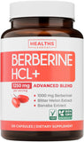 Healths Harmony Berberine HCL en bouteille, étiquette claire, soutien potentiel au métabolisme.