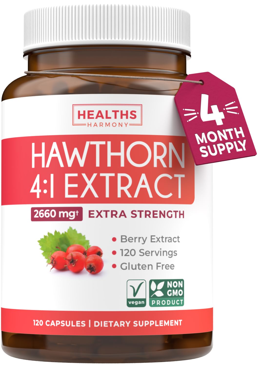 Healths Harmony : bouteille d'extrait d'aubépine 4:1, utilisation quotidienne potentielle