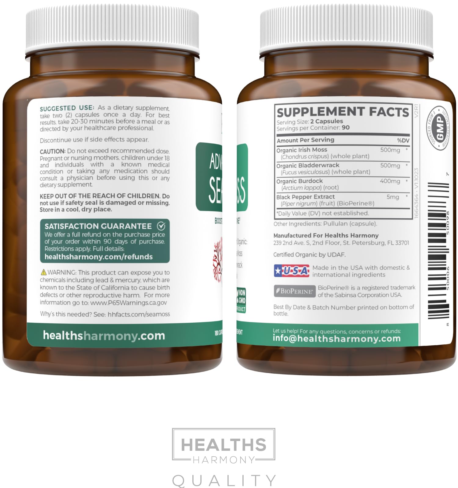 Healths Harmony algue irlandaise capsules fabriquées aux États‑Unis.