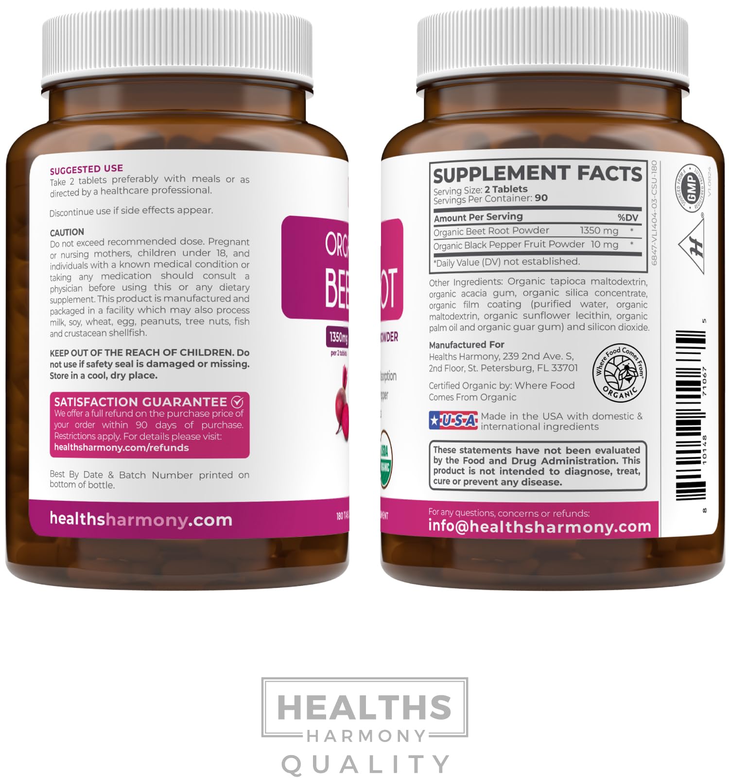 Healths Harmony – Emballage et fabrication américaines selon les normes cGMP.