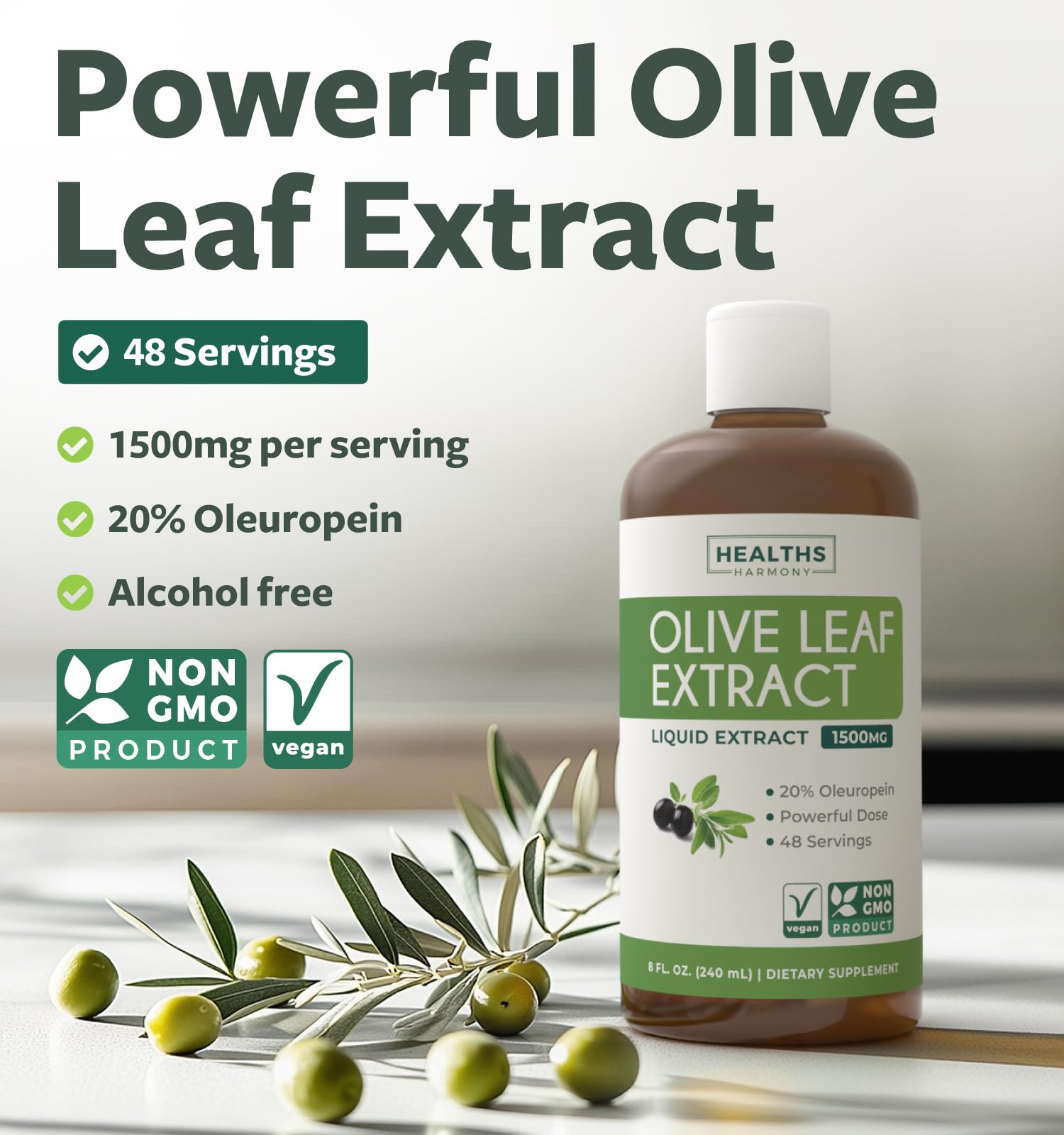 Healths Harmony Extrait Feuille Olive Pipette : dosage facile au quotidien.