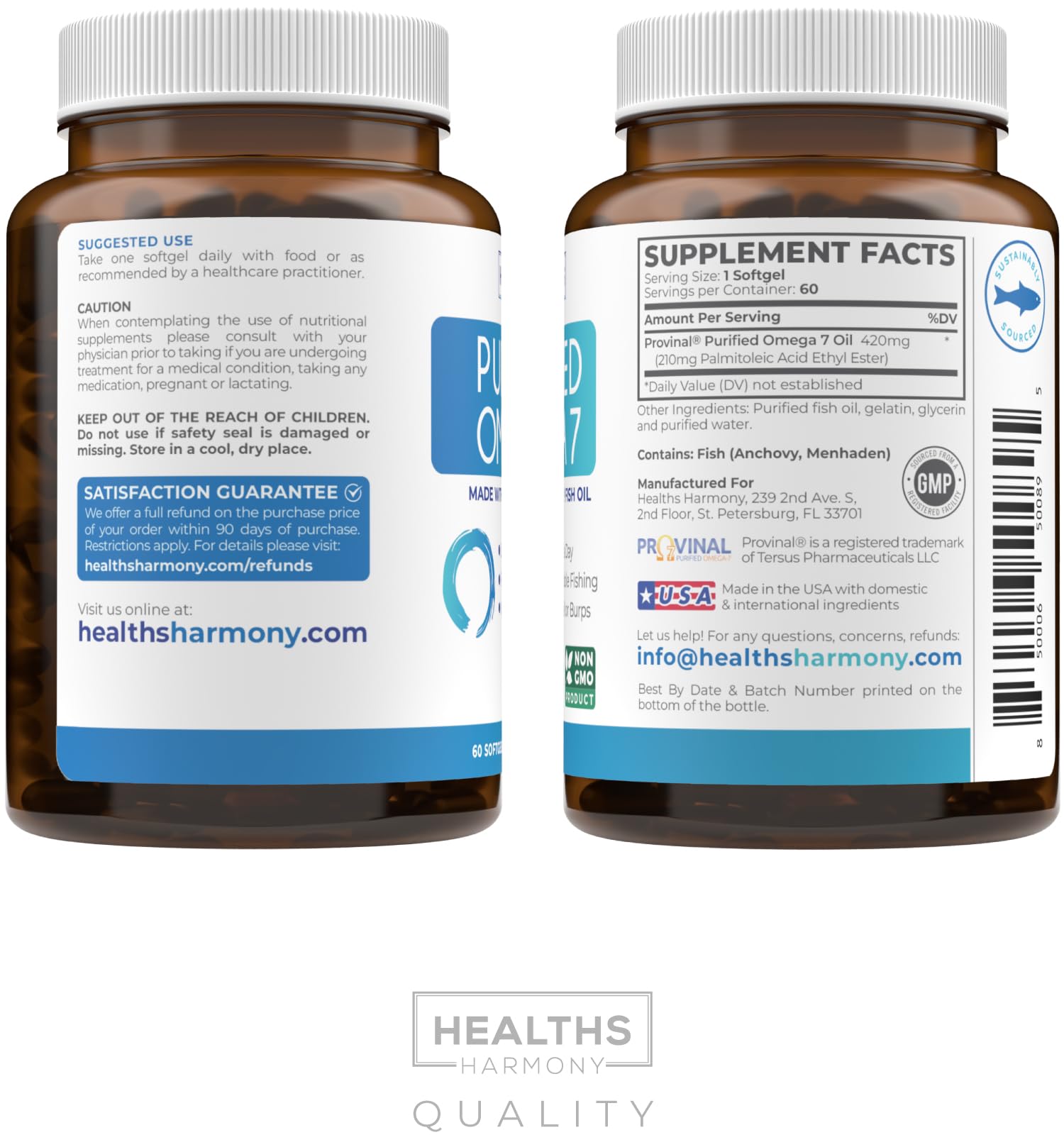 Conservation pratique Healths Harmony: flacon 2 mois pour votre routine.