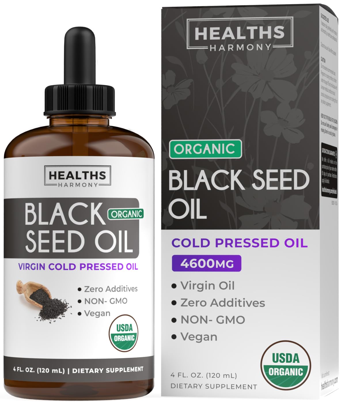 Healths Harmony huile noire Nigella sativa – flacon de 118 ml pour usage quotidien