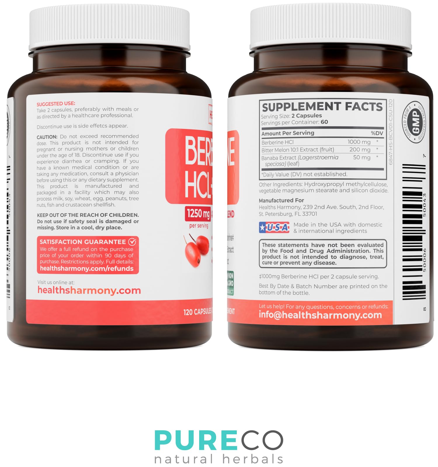 Healths Harmony fiche produit: ingrédients et utilisation possible.