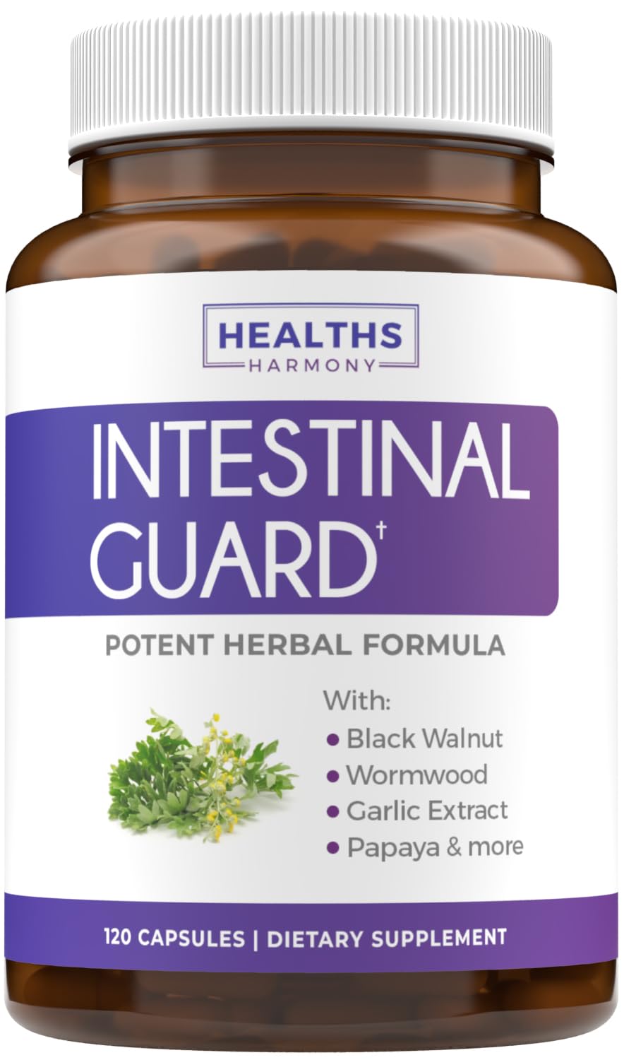 Healths Harmony Intestinal Guard – Bouteille avec gélules, soutien digestif potentiel.