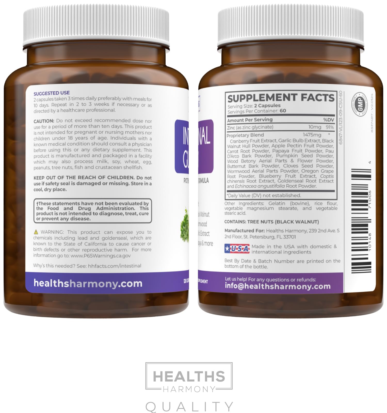 Healths Harmony Intestinal Guard – Ingrédients naturels variés pour une approche holistique.