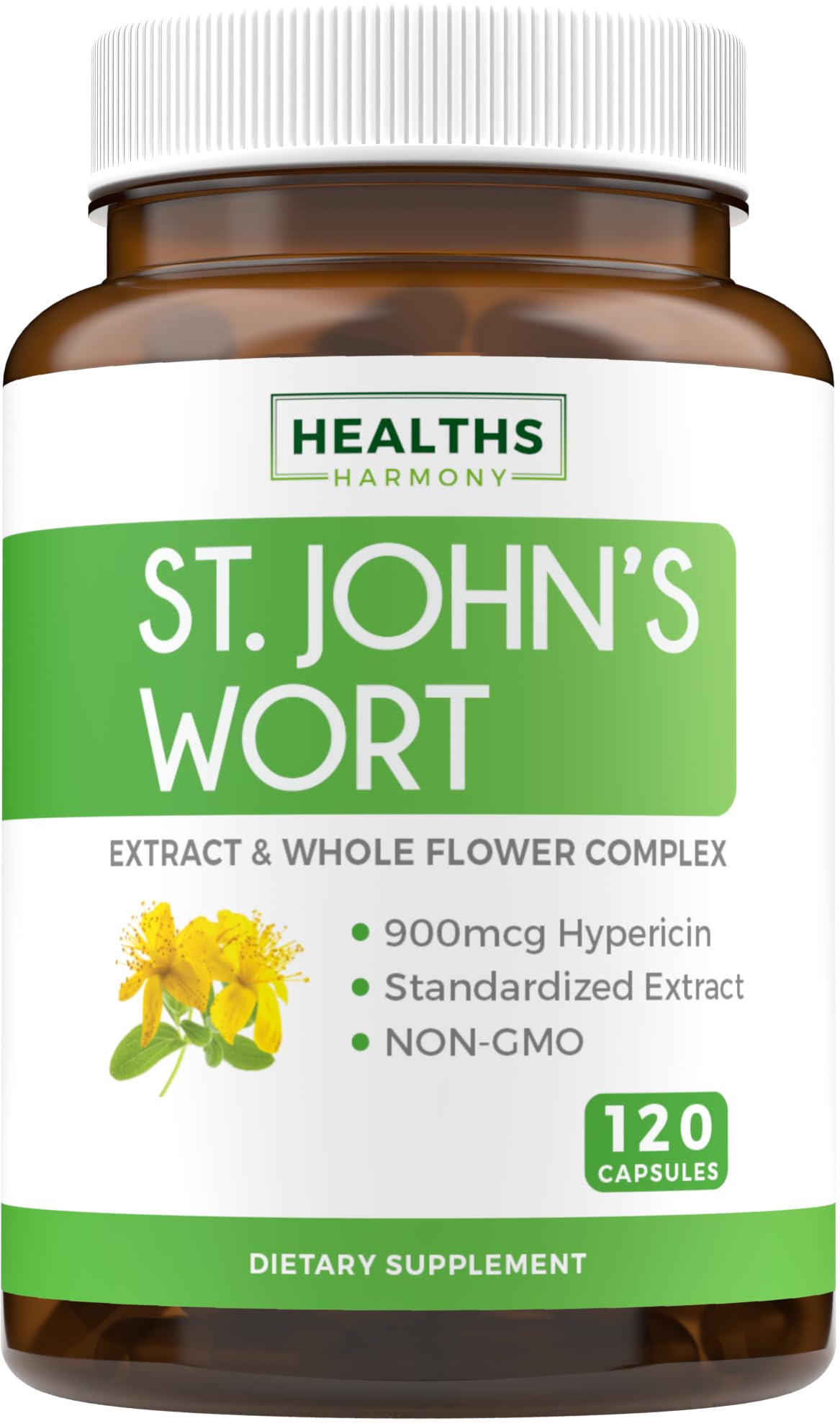 Healths Harmony Millepertuis, capsules, soutien quotidien potentiel pour l'équilibre de l'humeur.