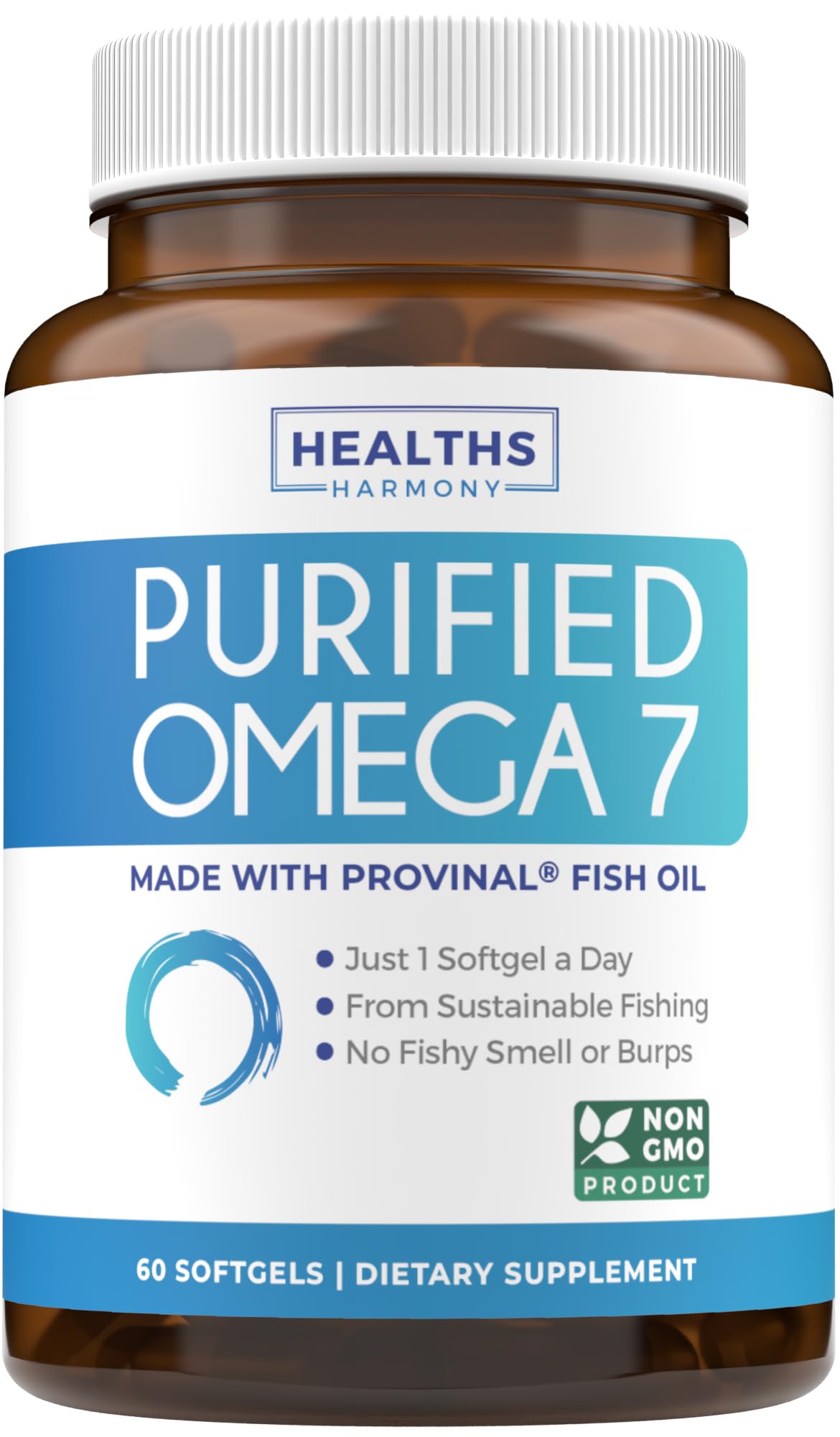 Flacon Healths Harmony Omega 7: gélules faciles à intégrer dans votre routine.