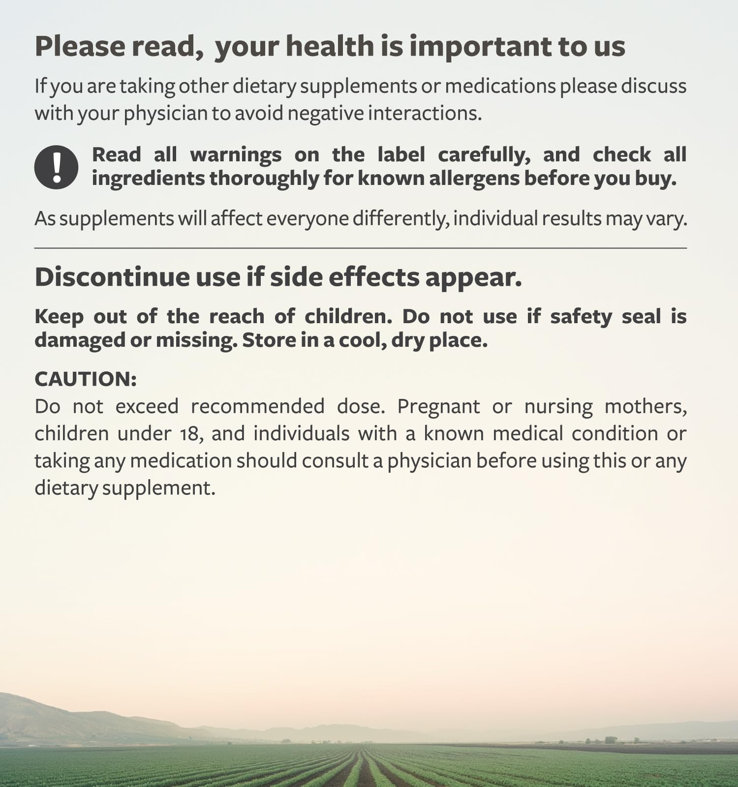 Healths Harmony Soutien Thyroid – vue arrière de la bouteille et des informations CGMP.
