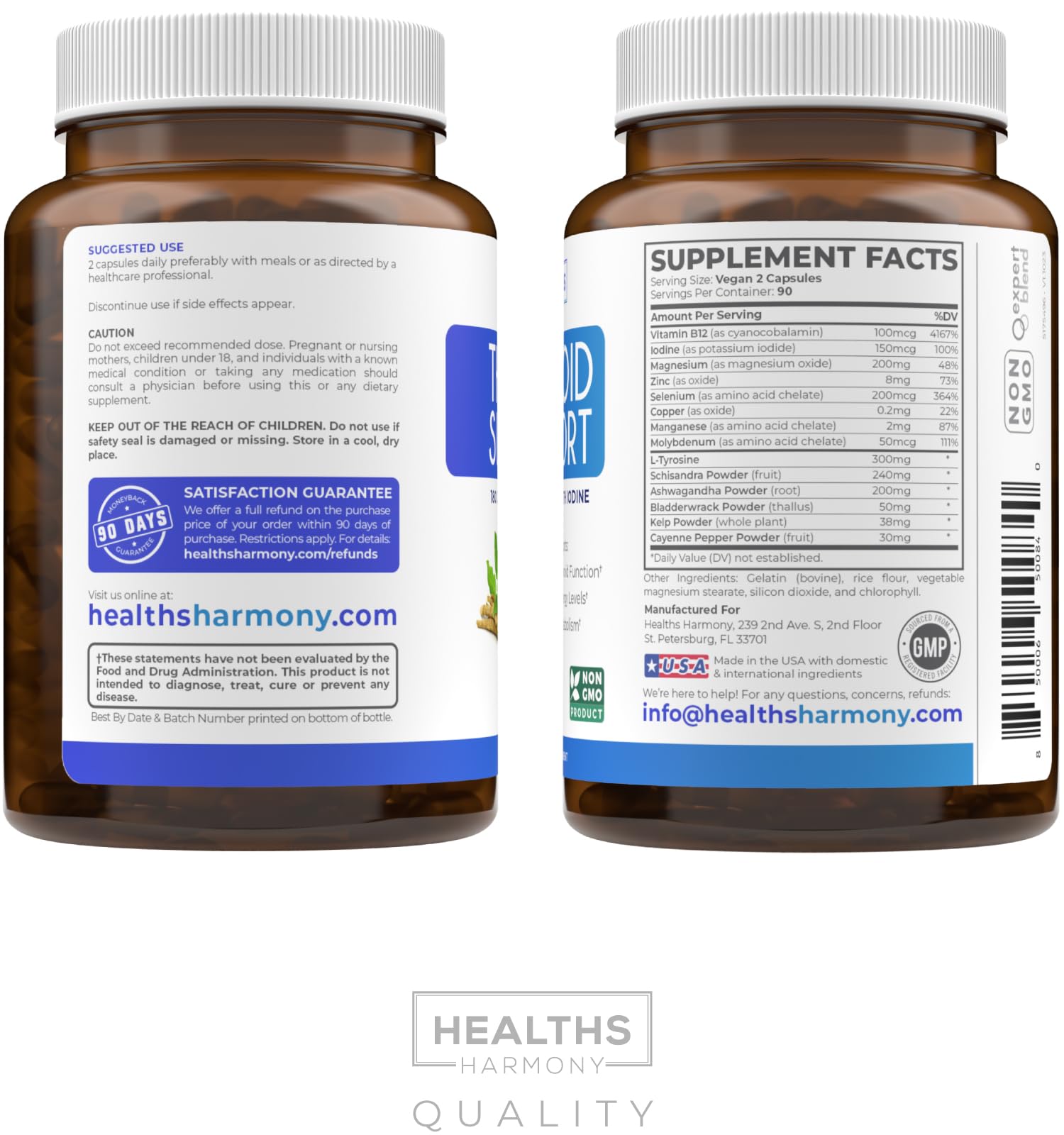 Healths Harmony Soutien Thyroid – flacon prêt à intégrer votre routine bien-être.