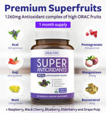 Étiquette Healths Harmony Super Antioxydants – informations claires sur le produit.