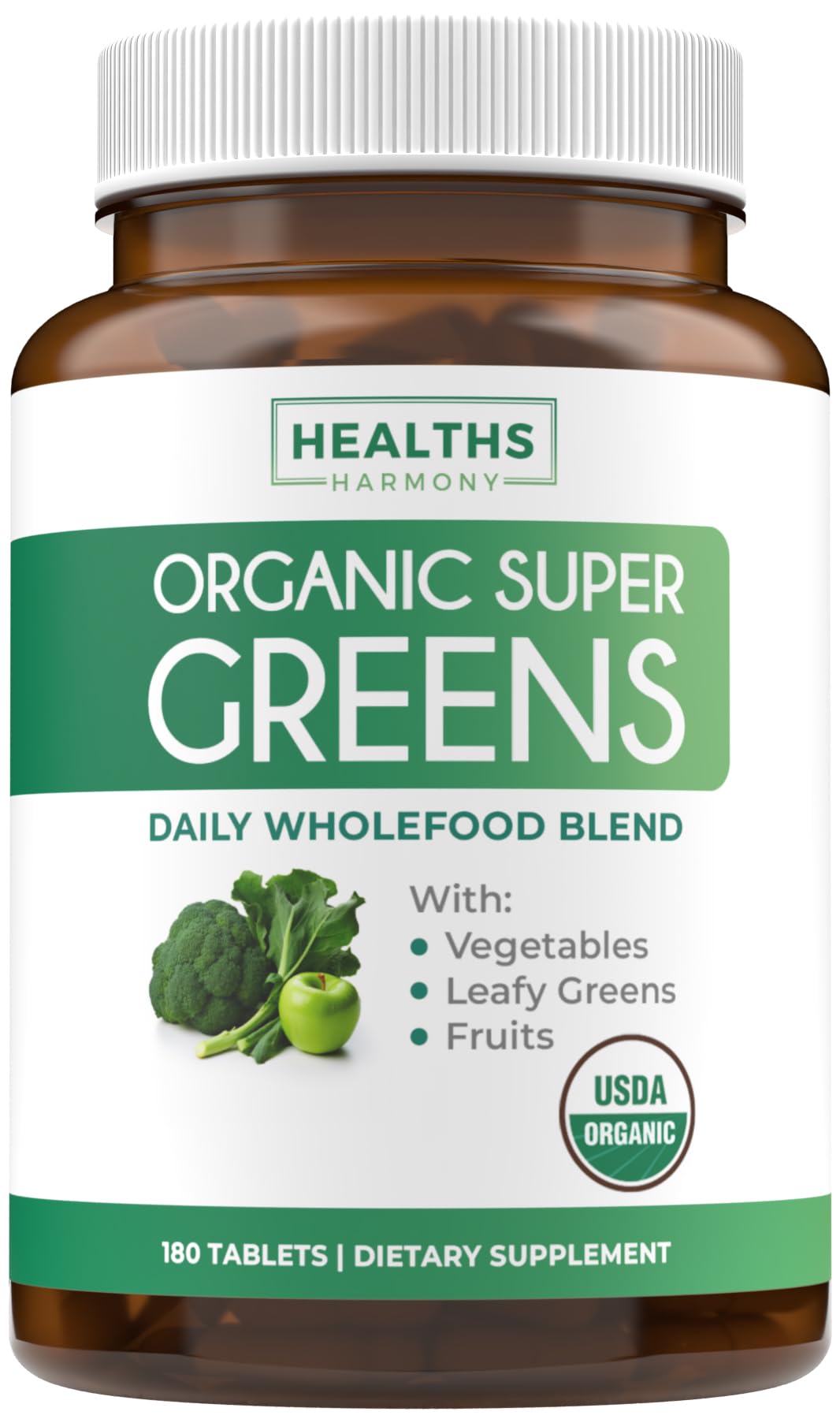 Healths Harmony Super Greens: comprimés quotidiens faciles à prendre pour énergie durable.