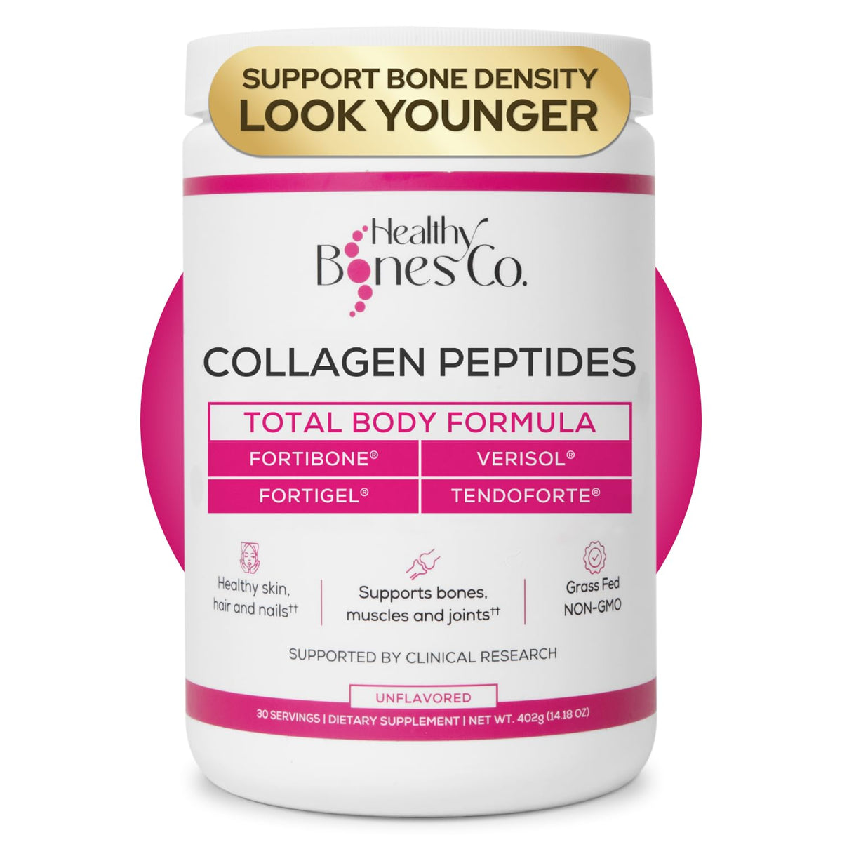 Healthy Bones Co Fortibone poudre hydrolysée sans goût pour boissons