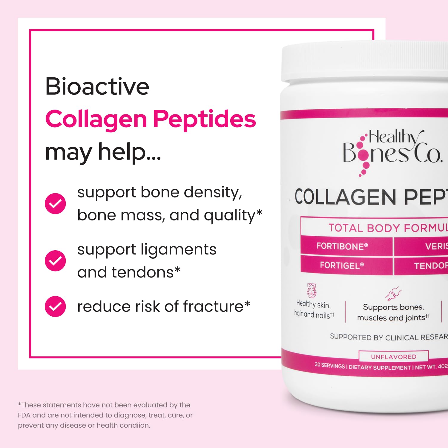 Healthy Bones Co Fortibone Verisol peau hydratée et elasticité
