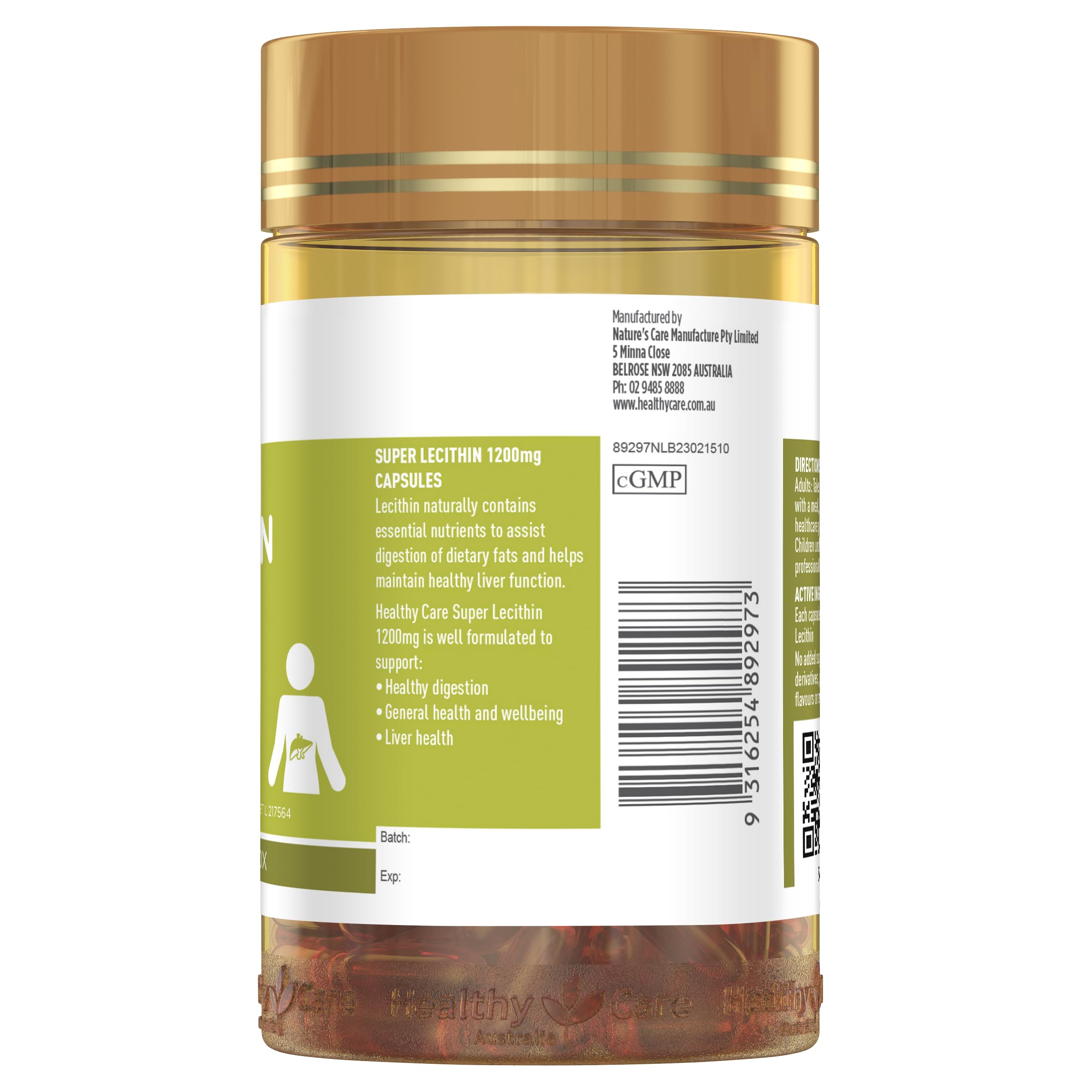 Utilisation quotidienne Healthy Care Lécithine pour le bien-être général.