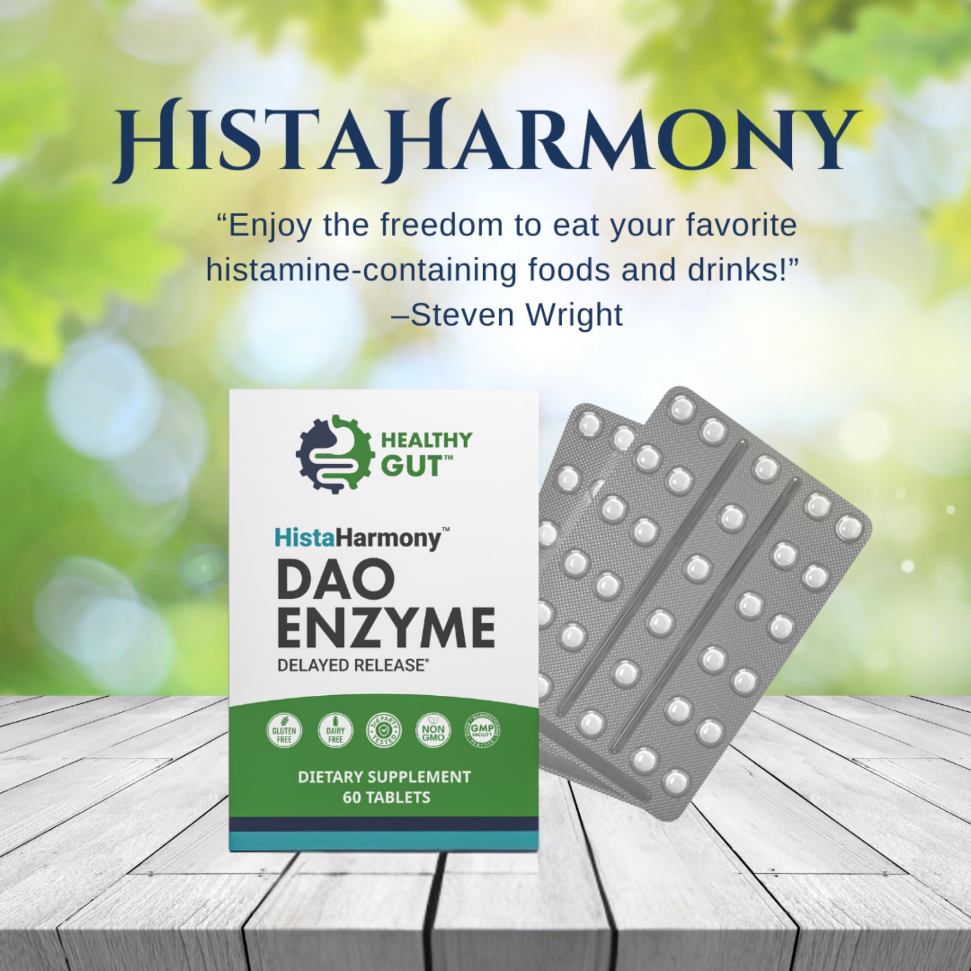 Healthy Gut HistaHarmony contrôle l'histamine pendant les repas pour un confort potentiel.