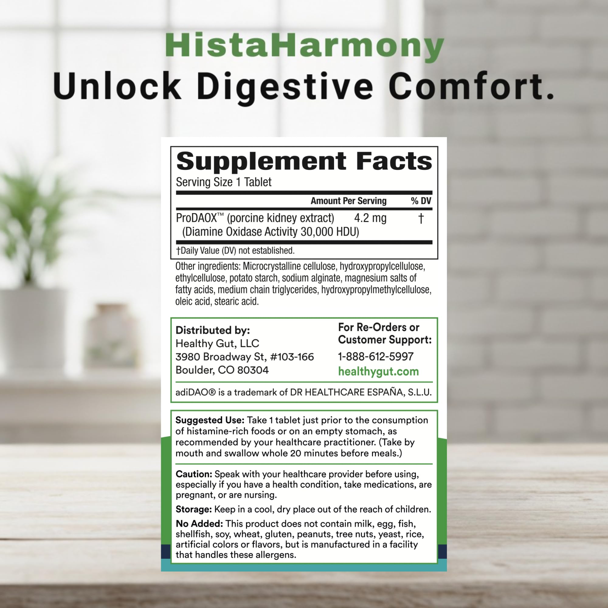 Healthy Gut HistaHarmony gélules entéro-protégées préservent l'enzyme jusqu'à l'intestin.