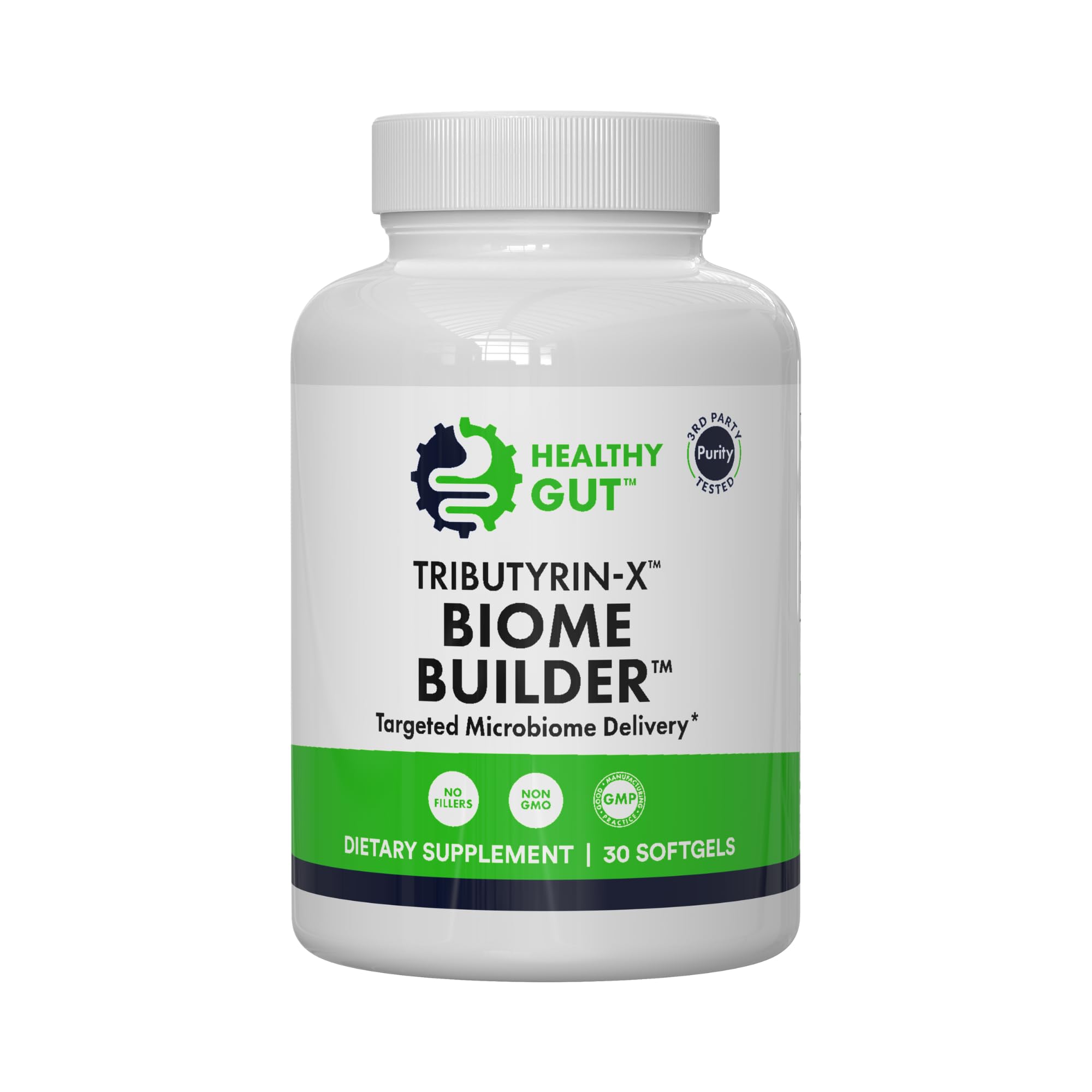 Healthy Gut Tributyrin-X, bouteille de gélules molles prête au soutien intestinal