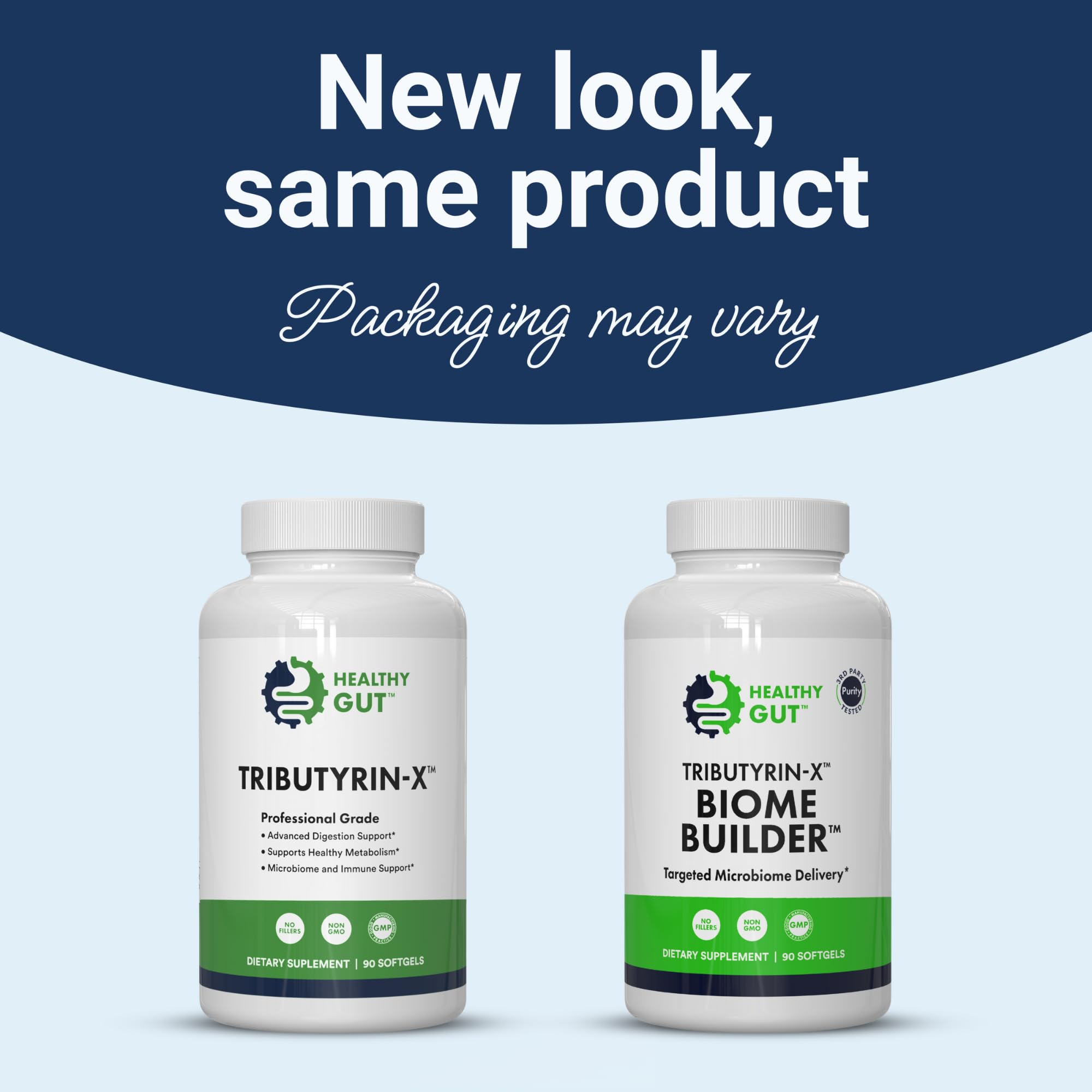 Healthy Gut Tributyrin-X: etiquette montrant absence d odeur et purete.