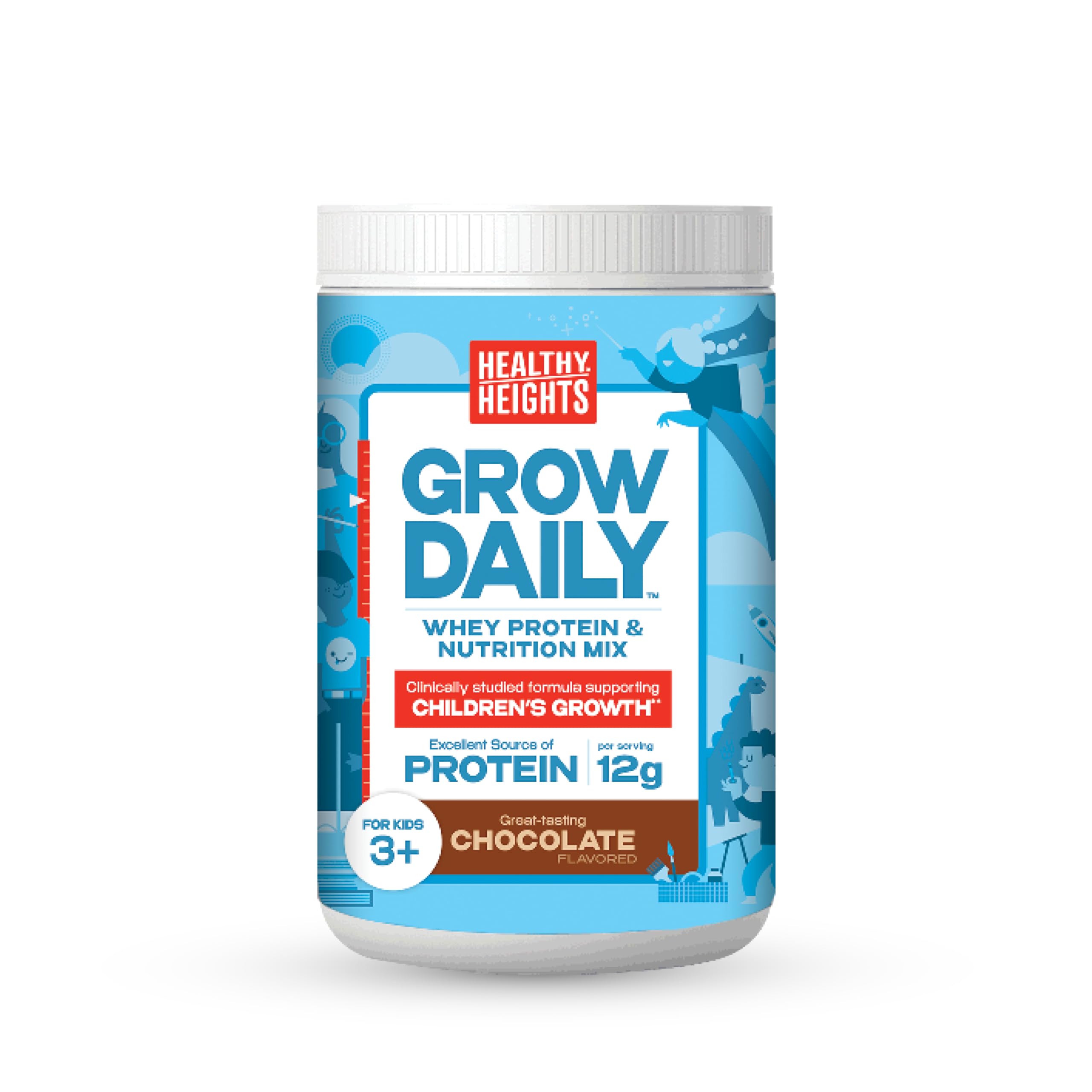 Healthy Heights bocal protéine enfant chocolat, présentation du produit