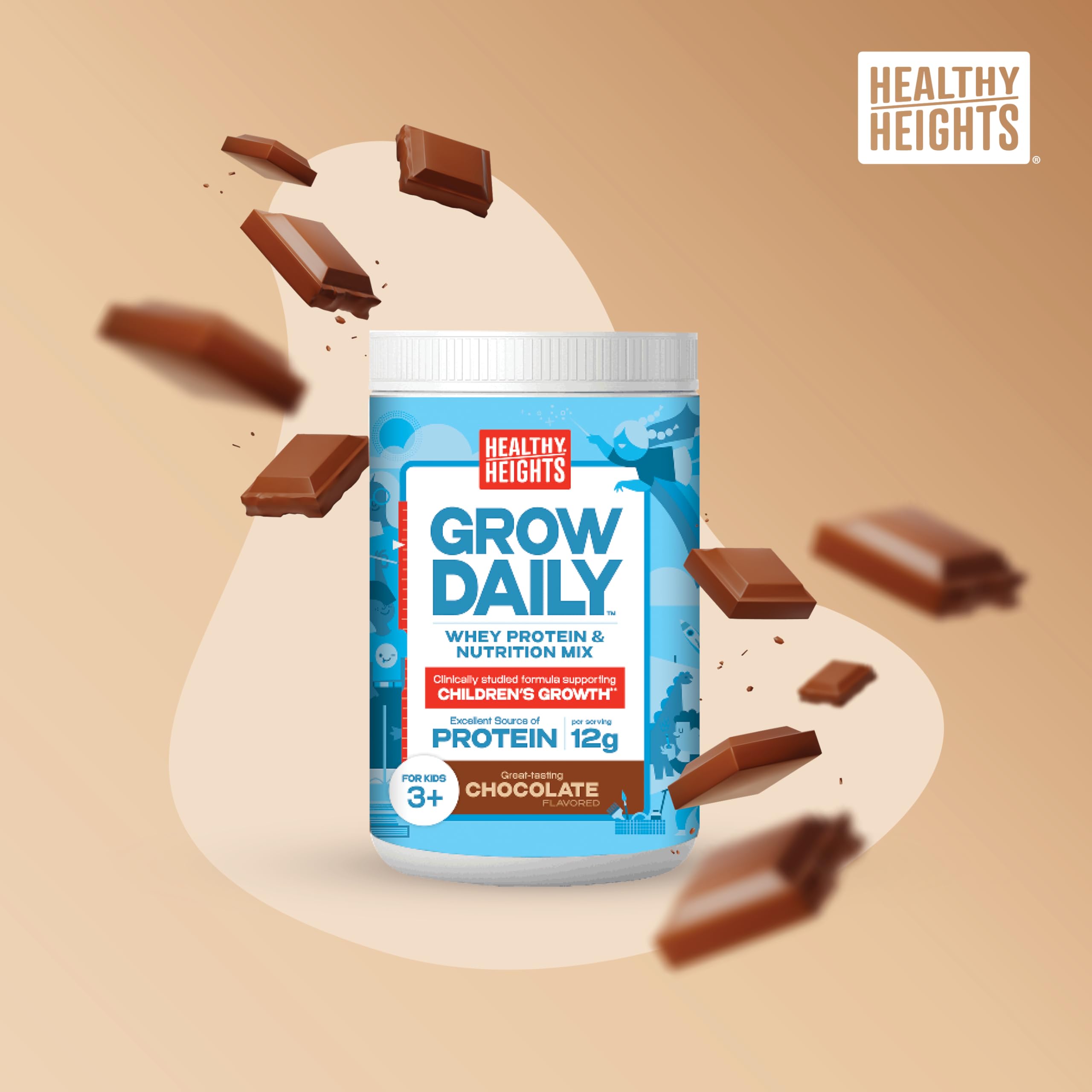 Healthy Heights cuillère mesure protéine enfant chocolat prête à mélanger
