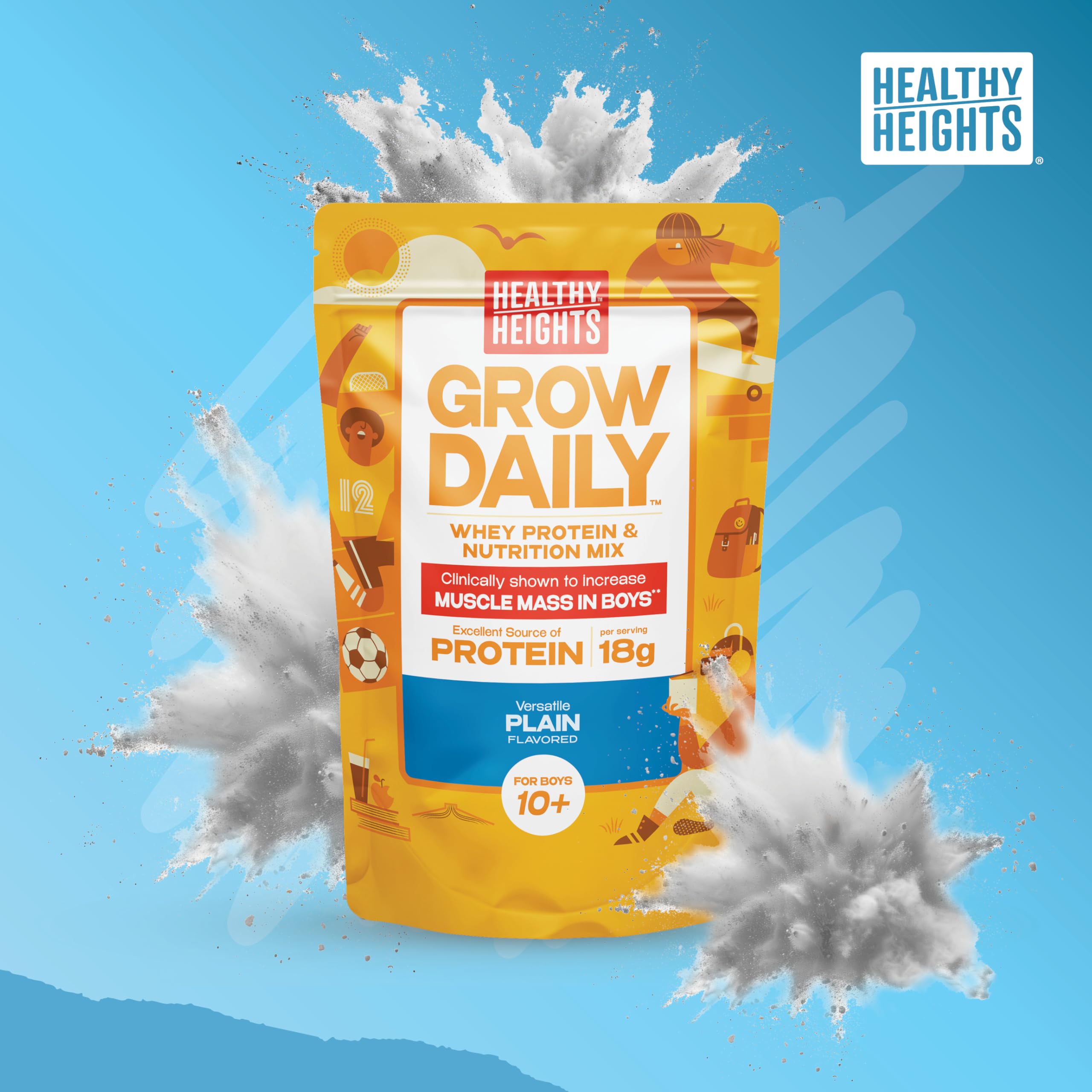 Healthy Heights Grow Daily: cuillère-mesure-protéine-enfant facilite les dosages.