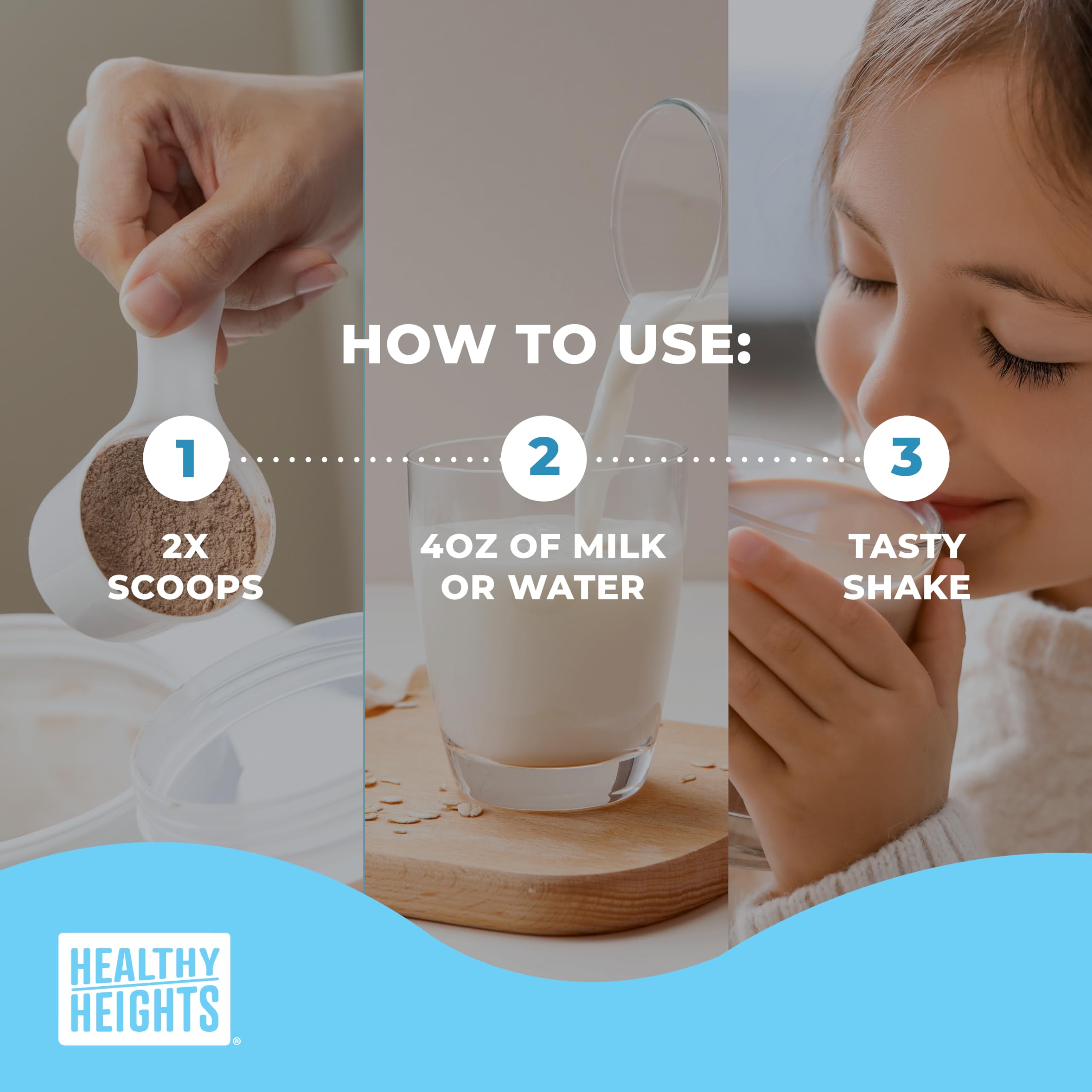 Healthy Heights ingrédients protéine enfant chocolat sans hormones de croissance