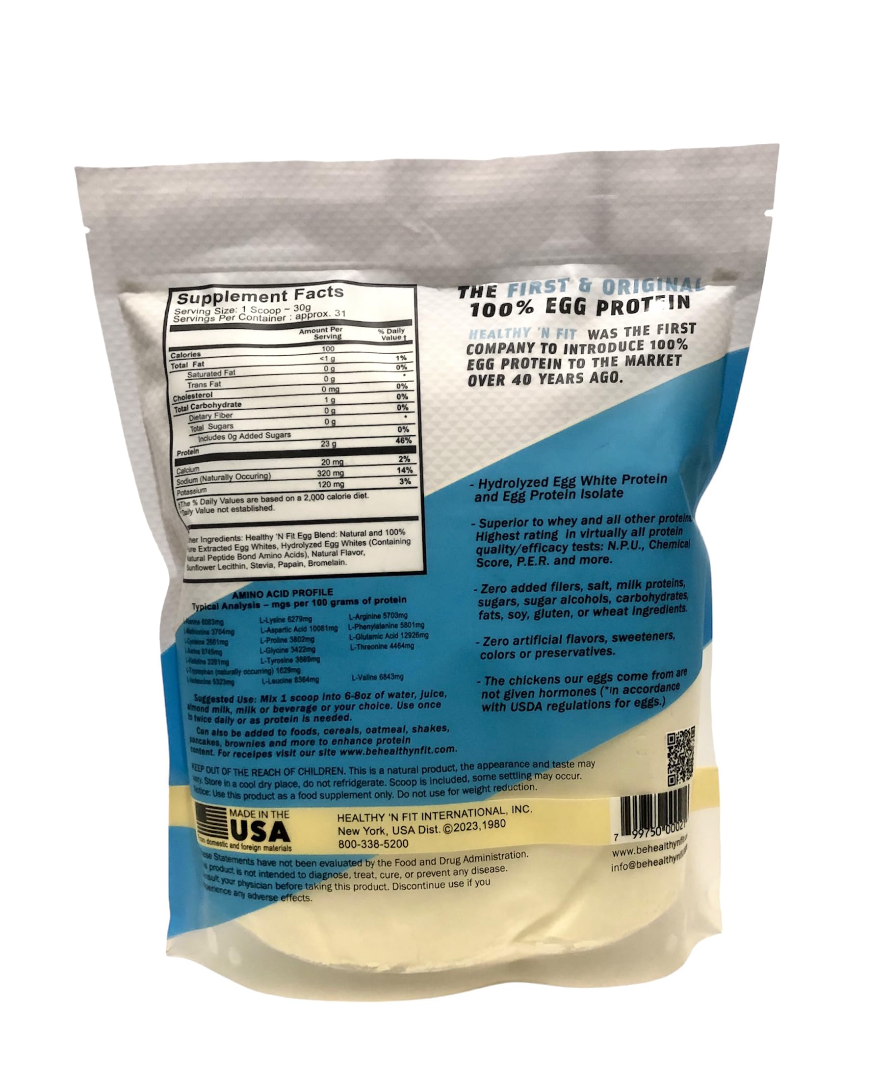 Healthy 'N Fit cuillère mesure protéine œuf vanille pour dosages faciles