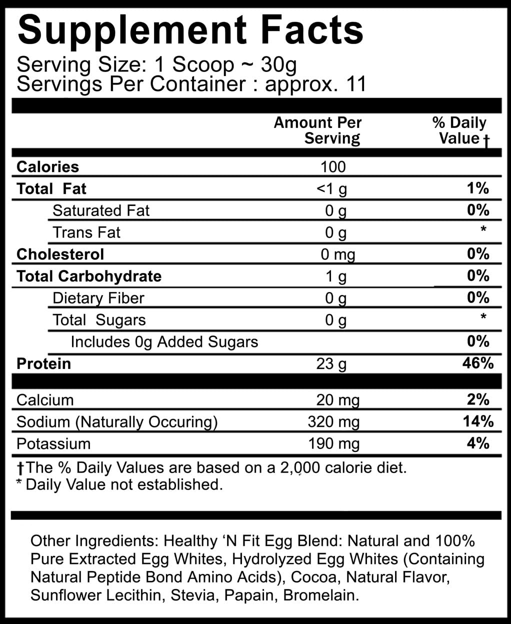 Healthy 'N Fit protéine d'œuf chocolat, mélange lisse, sans lactose.