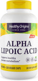 Healthy Origins Acide Alpha Lipoïque 600 mg – bouteille montrant le format pratique pour l'énergie et l'antioxydant.