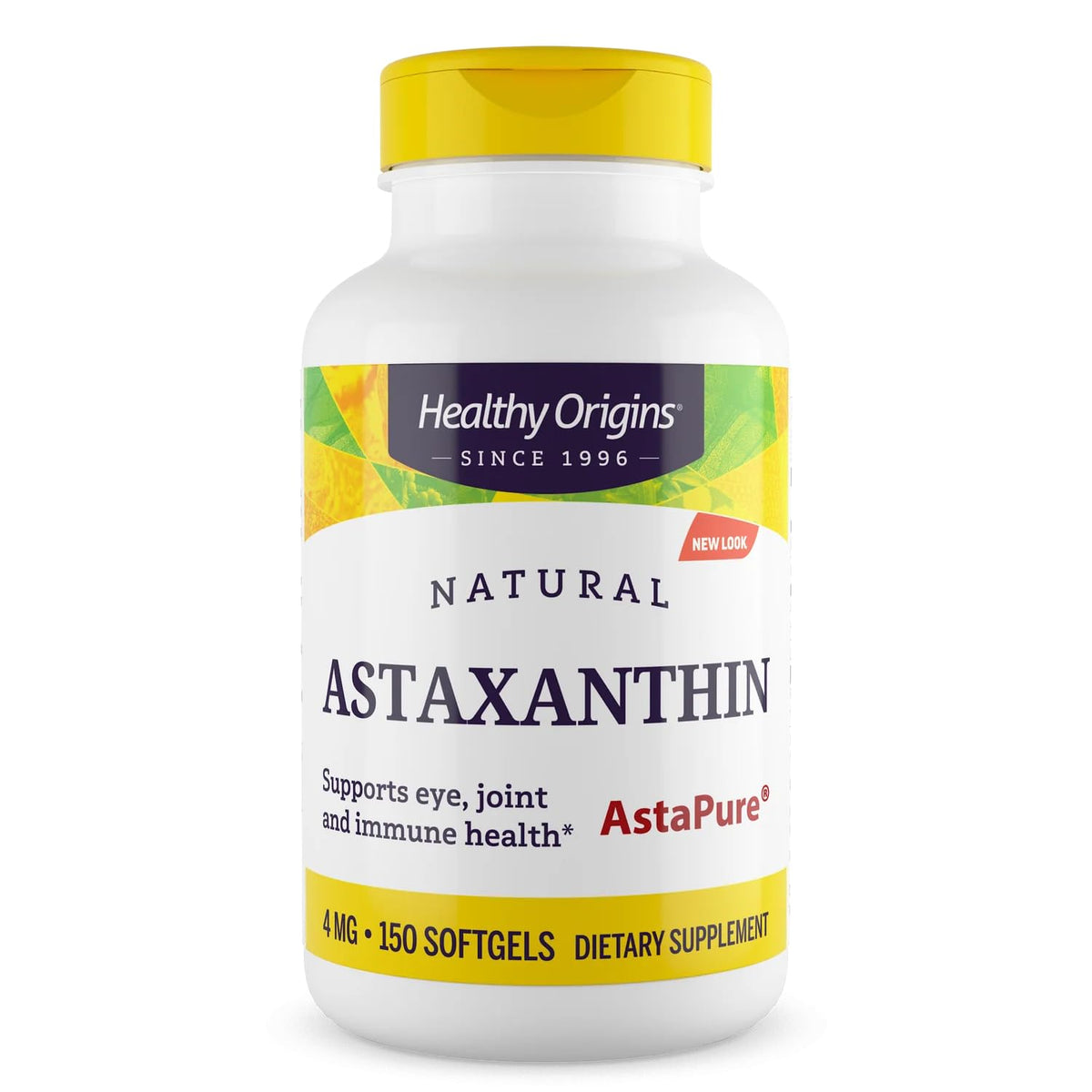 Healthy Origins Astaxanthin 4 mg en bouteille softgels; soutien immunitaire potentiel.