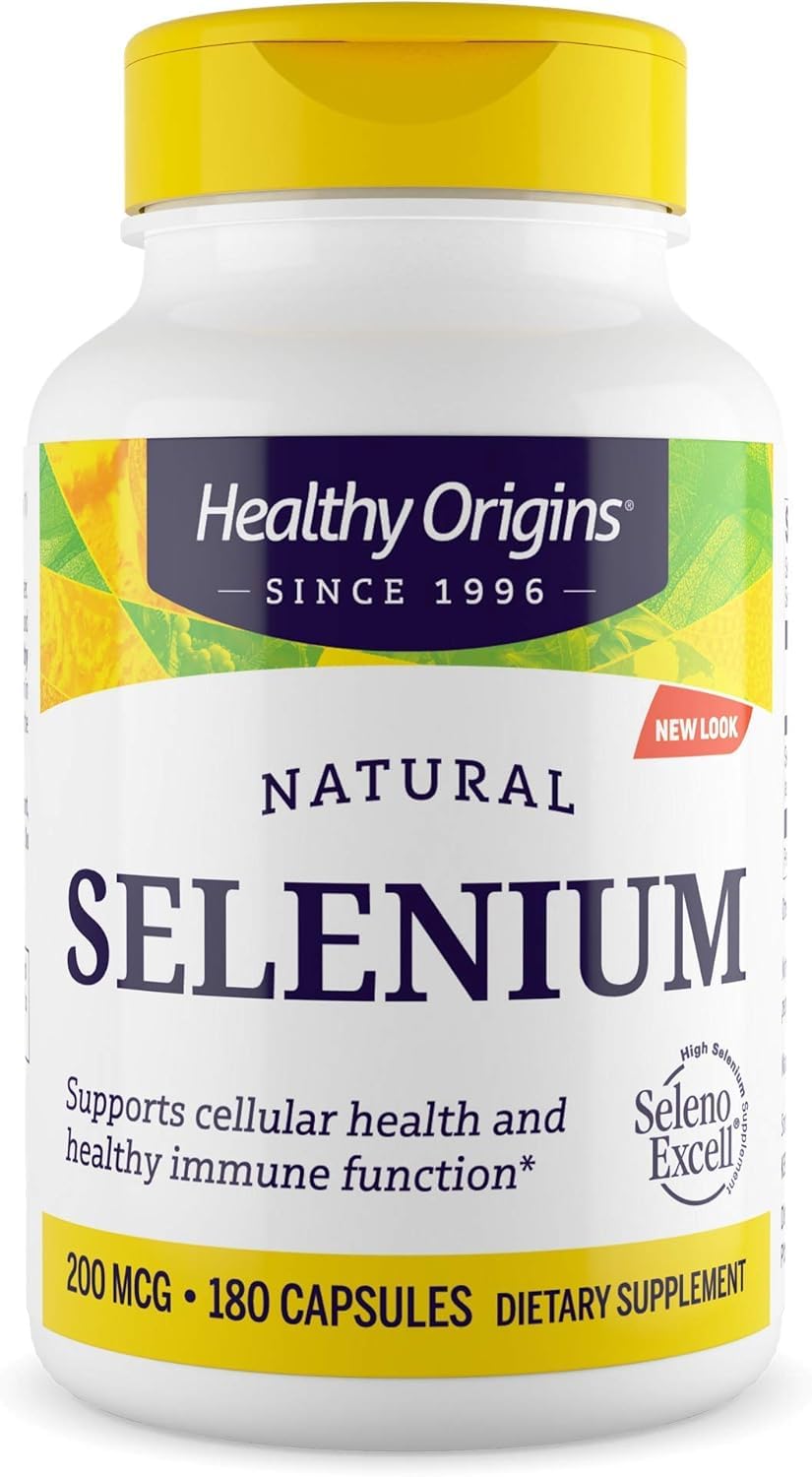 Healthy Origins sélénium 200 mcg capsules – formulation fermentée pour absorption potentielle.