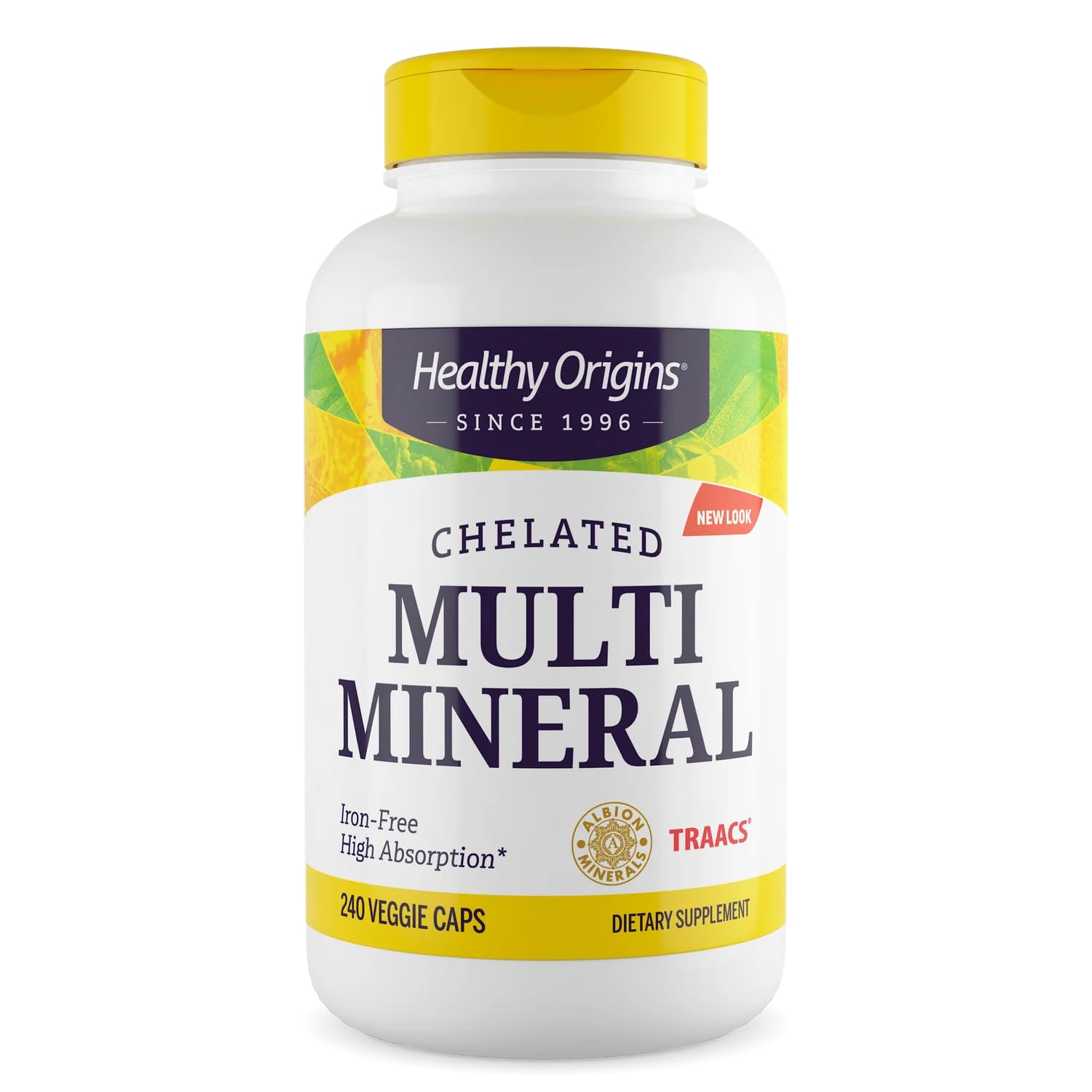 Healthy Origins Chelated Multi Mineral – flacon montré pour une supplémentation pratique au quotidien.