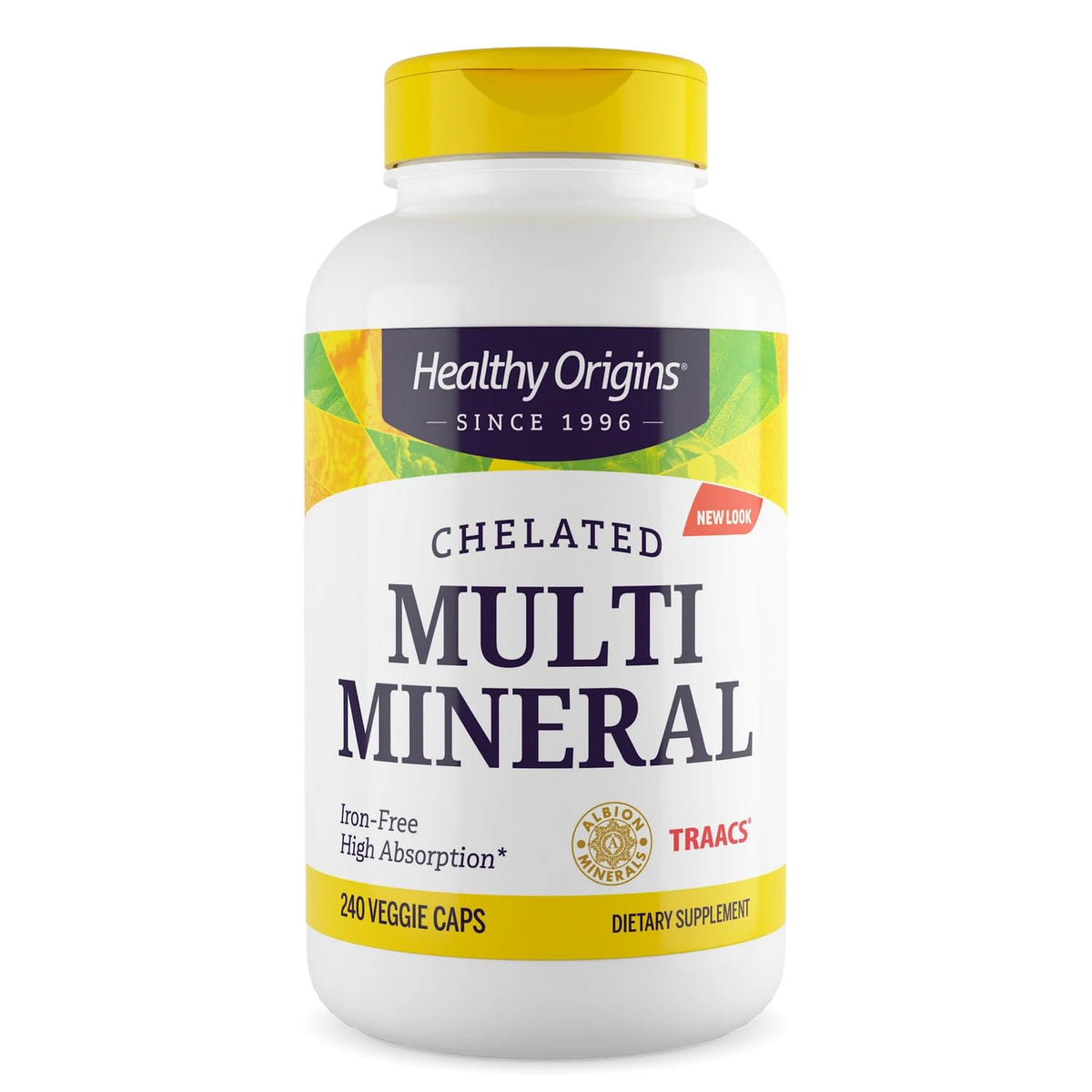 Healthy Origins Chelated Multi Mineral – flacon montré pour une supplémentation pratique au quotidien.