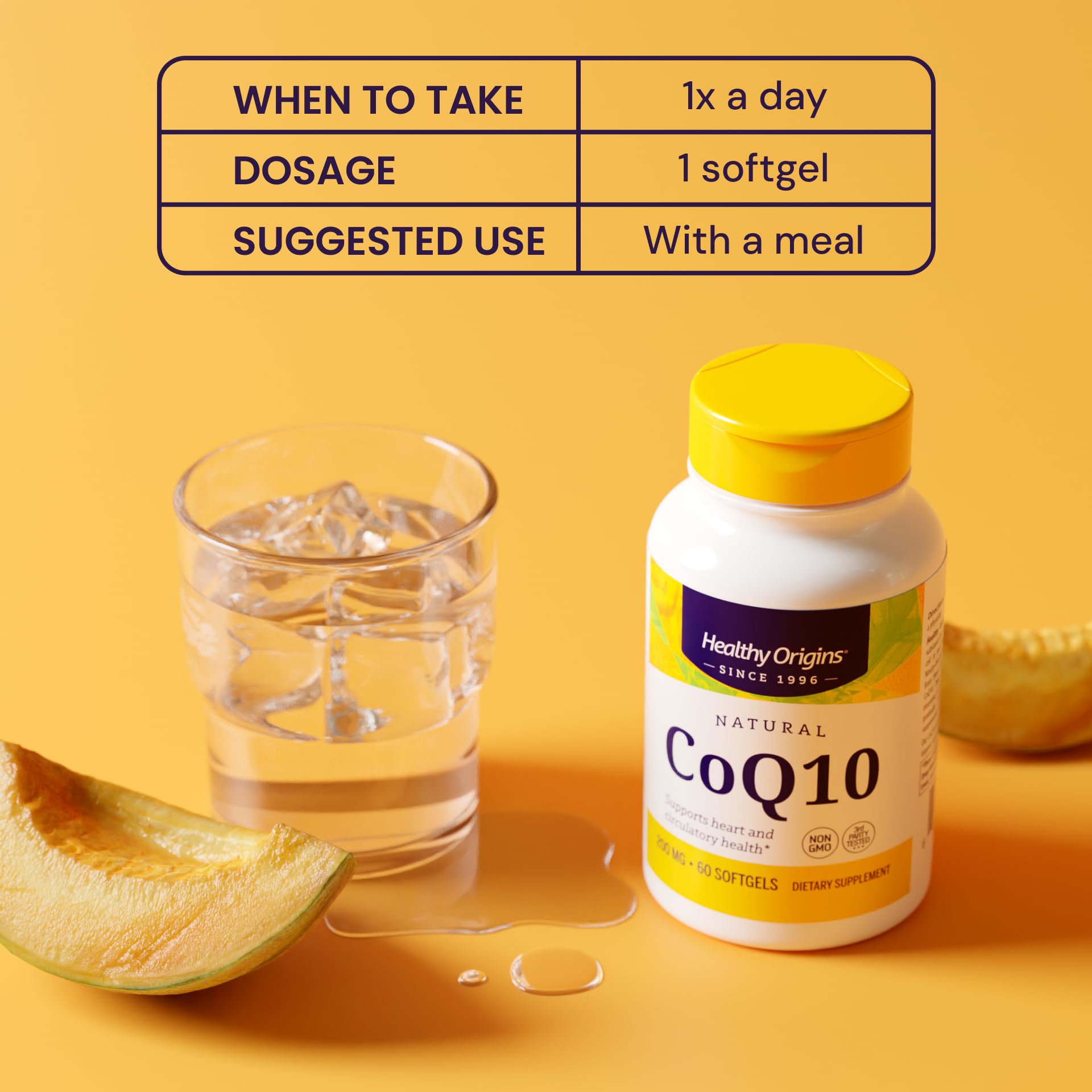 Healthy Origins CoQ10, informations sur les doses par gélule.