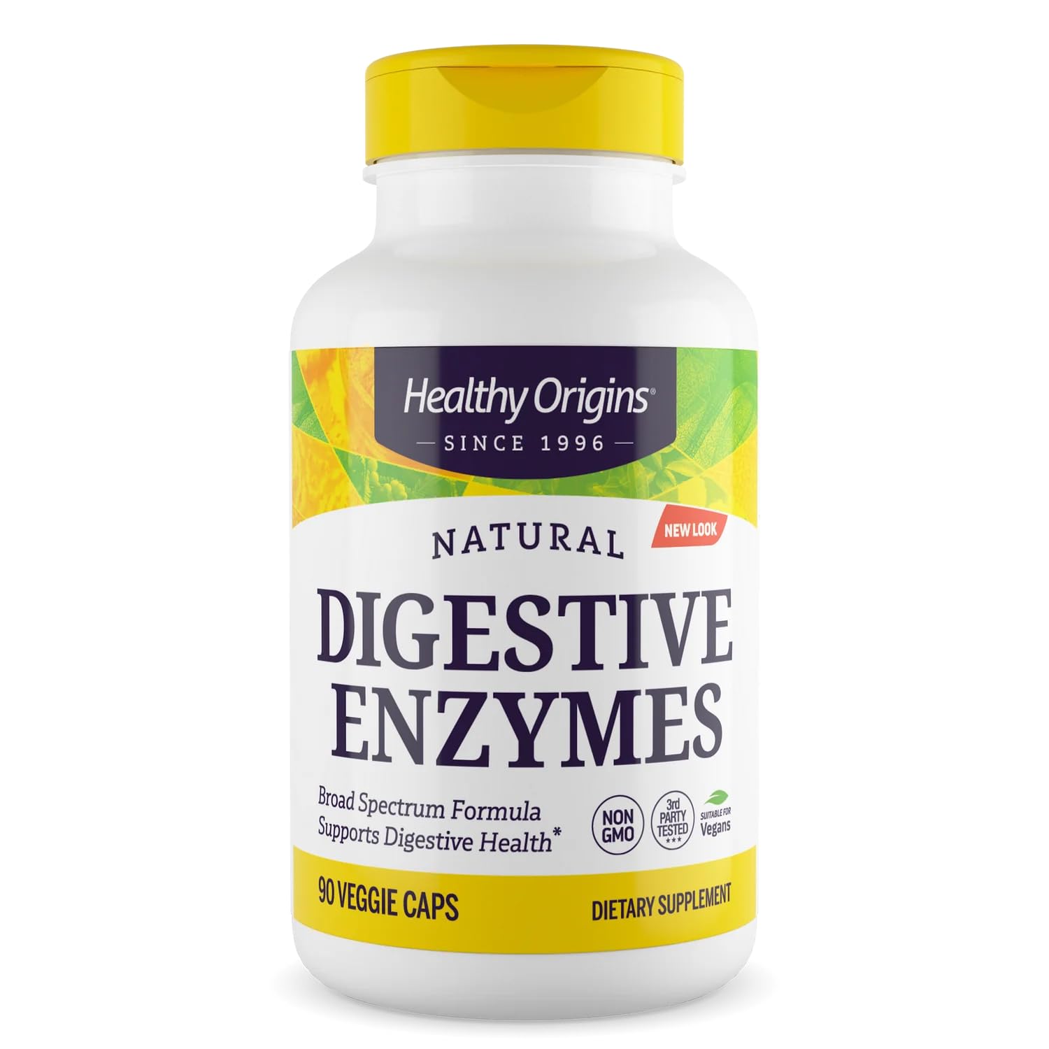 Healthy Origins Digestive Enzymes – bouteille et capsules, soutien digestif quotidien après repas