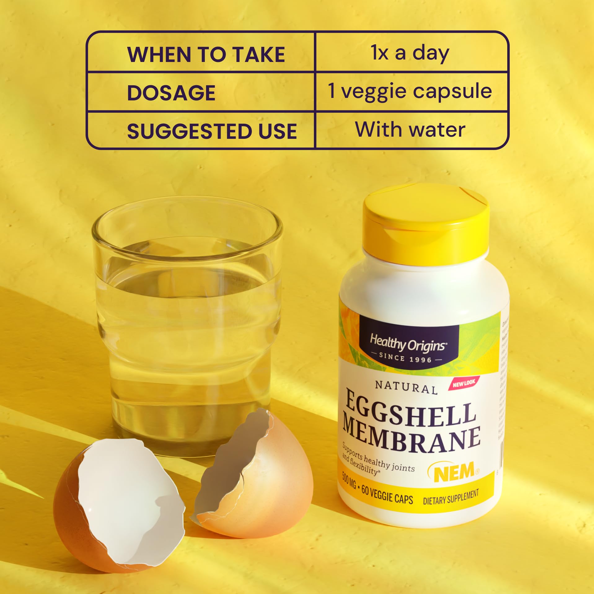 Healthy Origins Eggshell Membrane — forme-veggie: capsules pratiques à intégrer dans la routine.