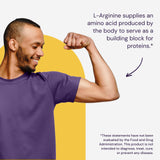 Healthy Origins L-Arginine, bouteille près d’un plan d’entraînement, utilisation sportive potentielle.