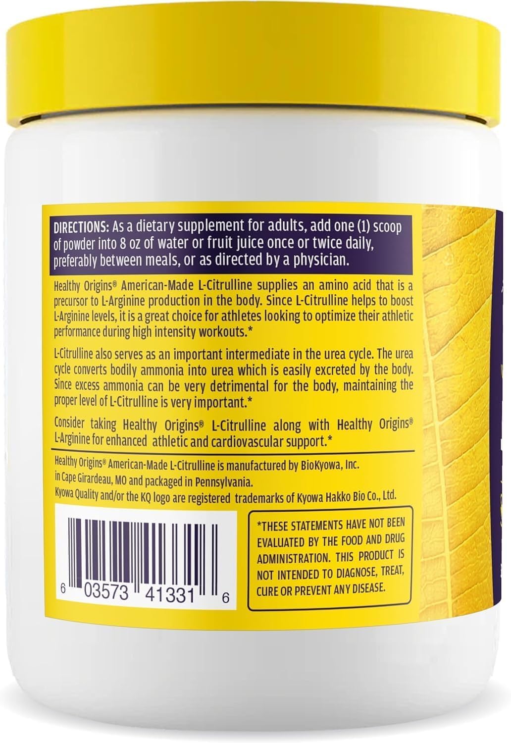 Healthy Origins L-Citrulline — gélules pratiques pour vos séances d'entraînement.