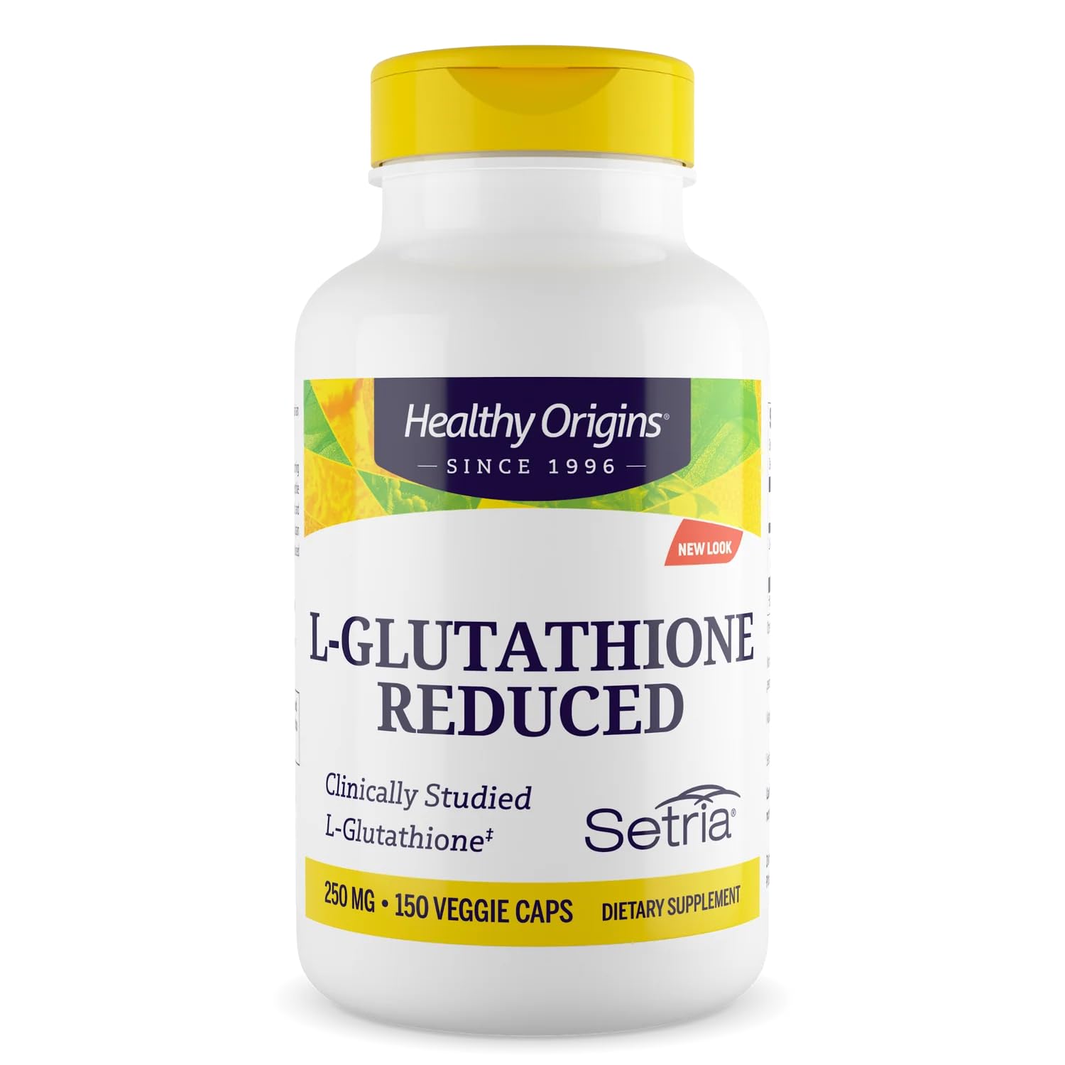Healthy Origins L-Glutathione – bouteille visible, soutien antioxydant potentiel au quotidien