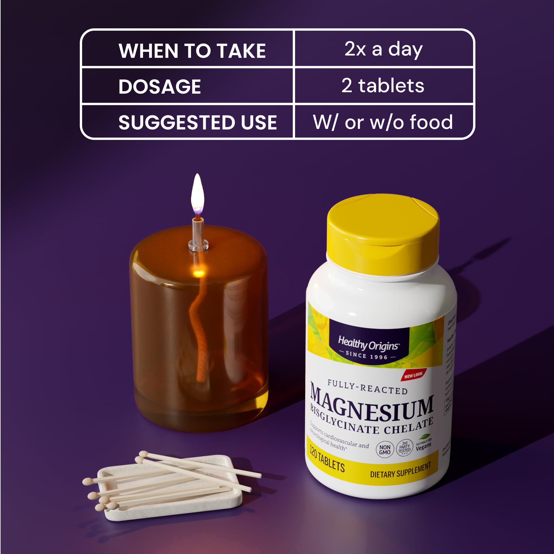 Healthy Origins Magnésium Bisglycinate Chelate – Tablettes: douceur digestive pour usage quotidien.